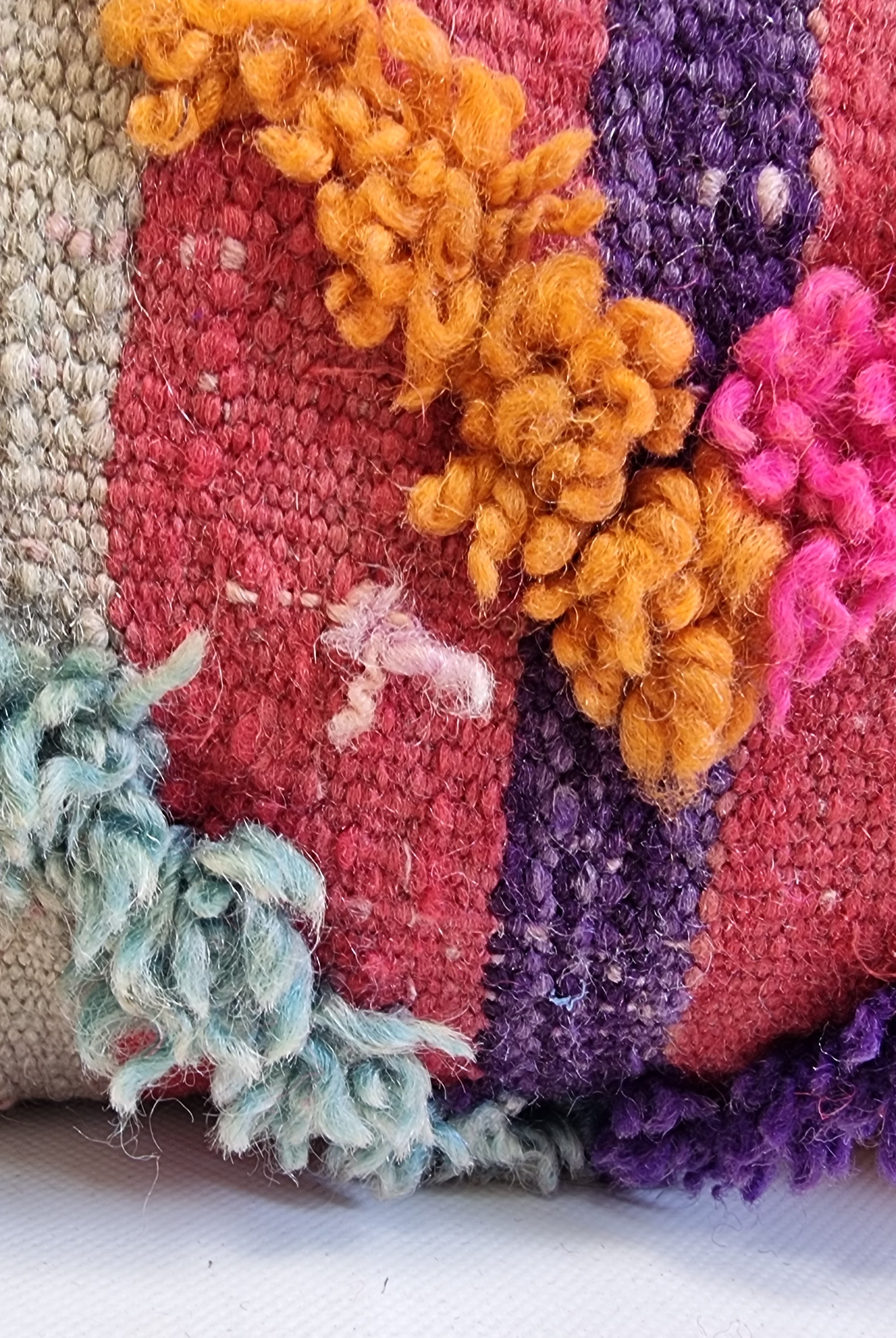 Vintage Authentic Talsint Lumbar Pillow Cover 13"x31" | Colorful Moroccan Berber knotted Cushion | Handmade Boho Decor MoroccanBazzArts