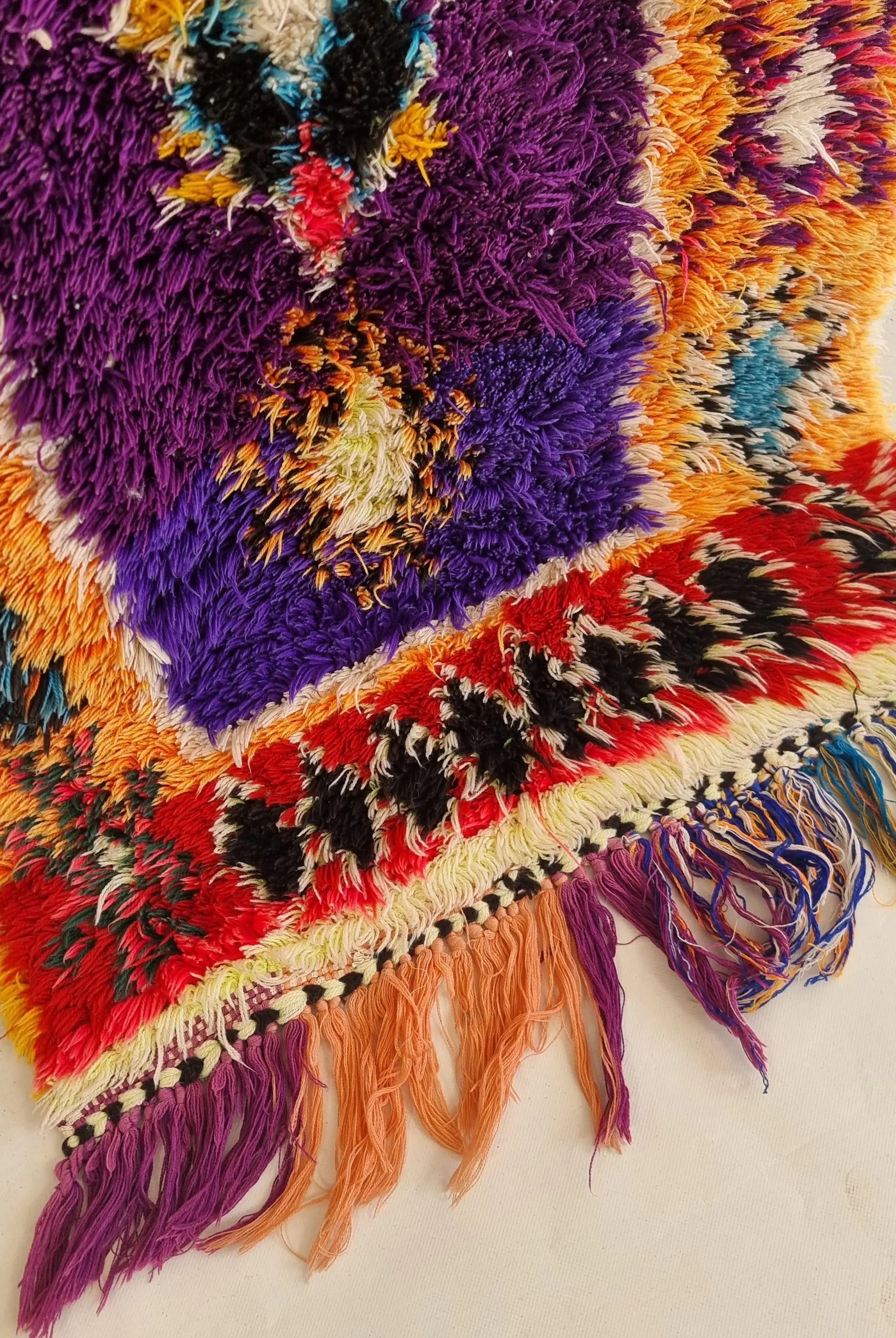 Vintage Colorful Boujaad Runner Rug - 8.10 x 2.8 Ft Irregular Handknotted Moroccan Hallway Rug MoroccanBazzArts