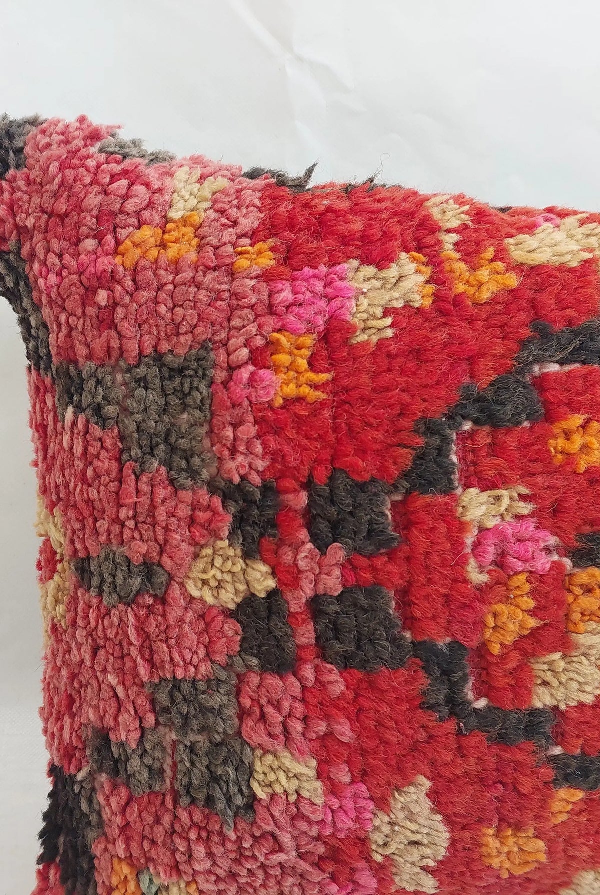 Authentic Aït Bou Ichaouen Moroccan Pillow 17x27 | Original Handmade Berber Wool Lumbar Cushion | Colorful Boho Textured Throw Pillow Cover MoroccanBazzArts