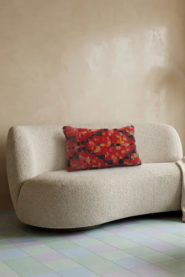 Authentic Aït Bou Ichaouen Moroccan Pillow 17x27 | Original Handmade Berber Wool Lumbar Cushion | Colorful Boho Textured Throw Pillow Cover MoroccanBazzArts