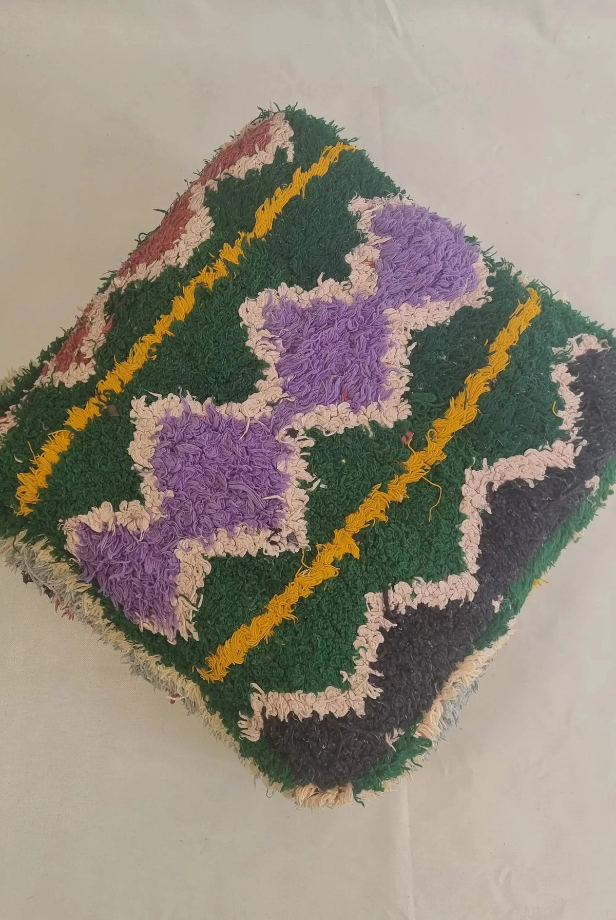 Colorful Vintage Berber Floor Cushion | Upcycled Handloomed Cotton Pouf | Boho Moroccan Seating MoroccanBazzArts