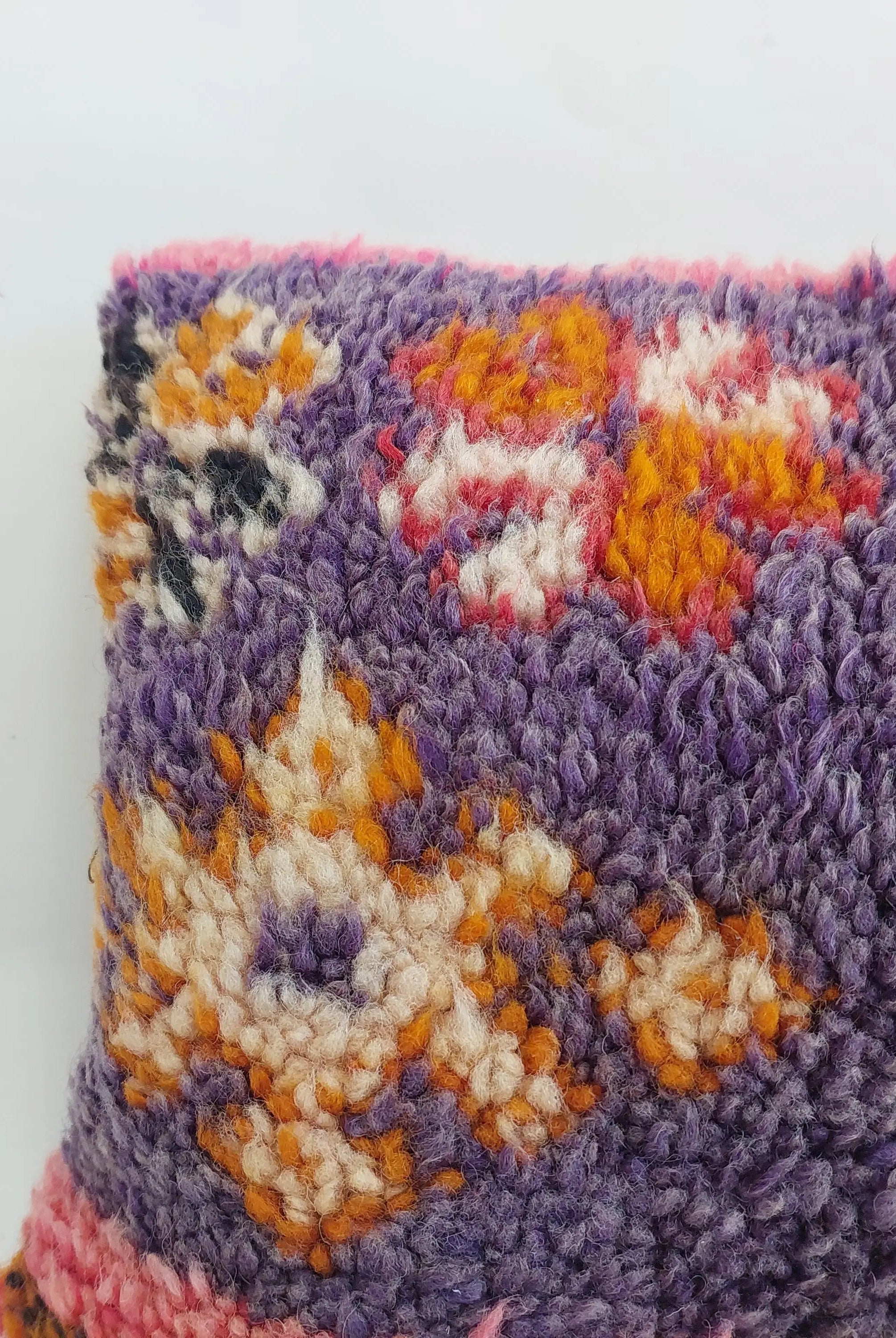 Vintage Berber Rug Lumbar Pillow Cover in Purple & Pink - 13x22" MoroccanBazzArts