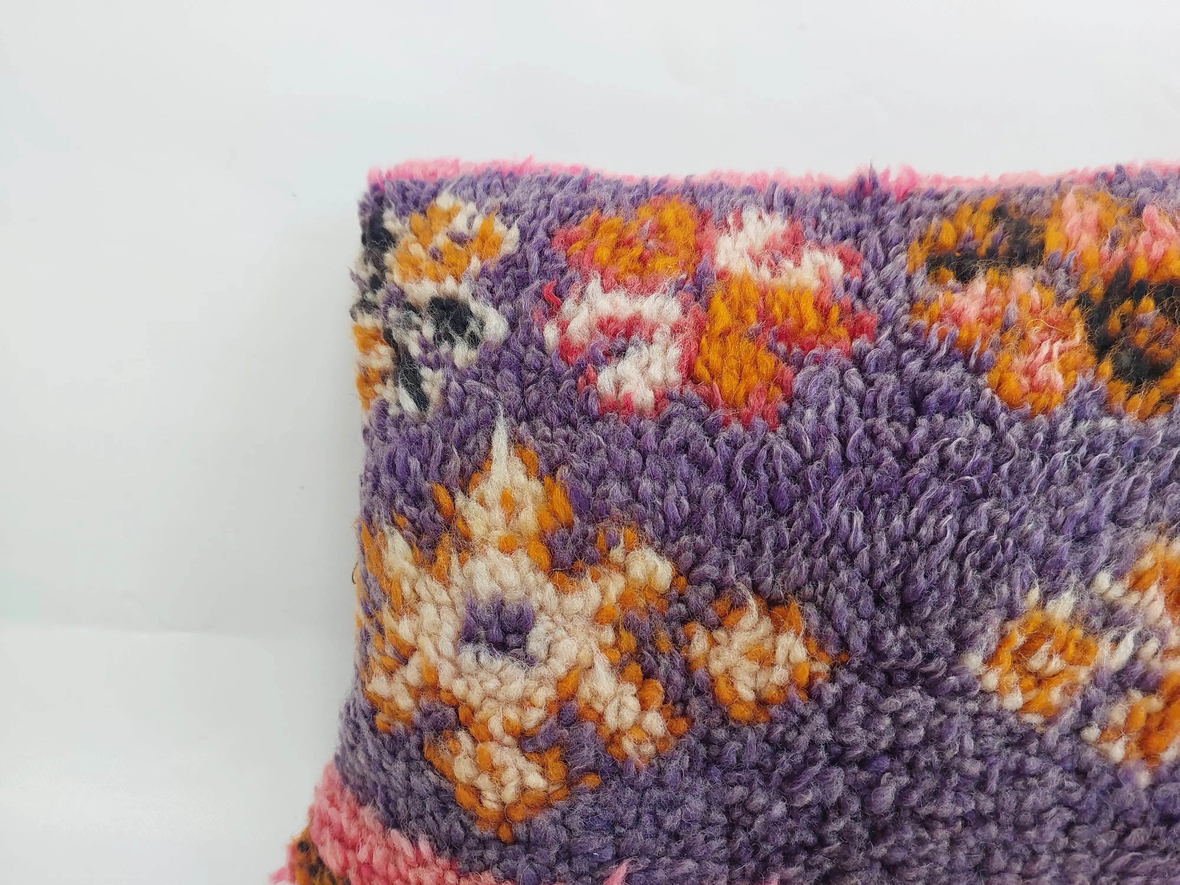 Vintage Berber Rug Lumbar Pillow Cover in Purple & Pink - 13x22" MoroccanBazzArts