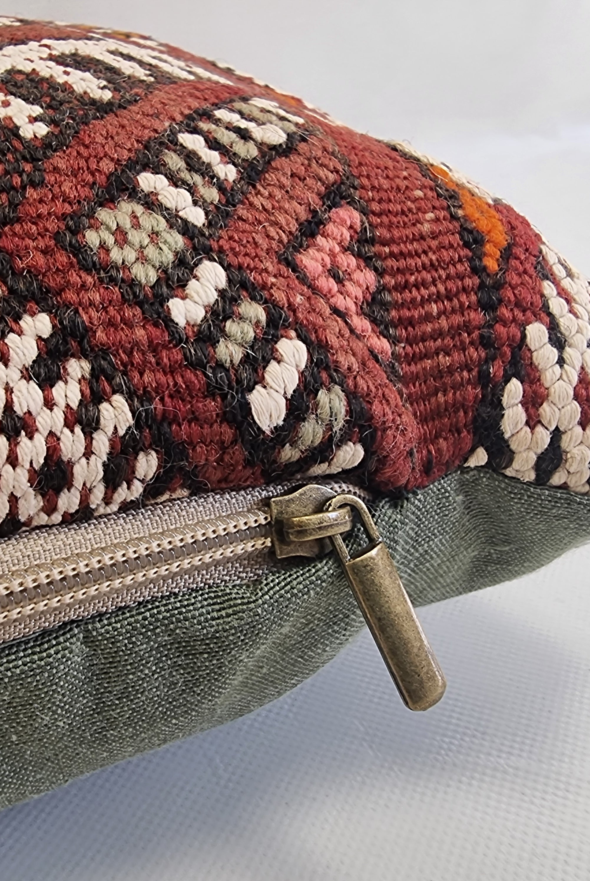 Authentic Moroccan Kilim Lumbar Pillow Cover 12x22" | Burgundy Geometric Boho Cushion | Handwoven Berber Tribal Throw Pillow 32x58cm MoroccanBazzArts