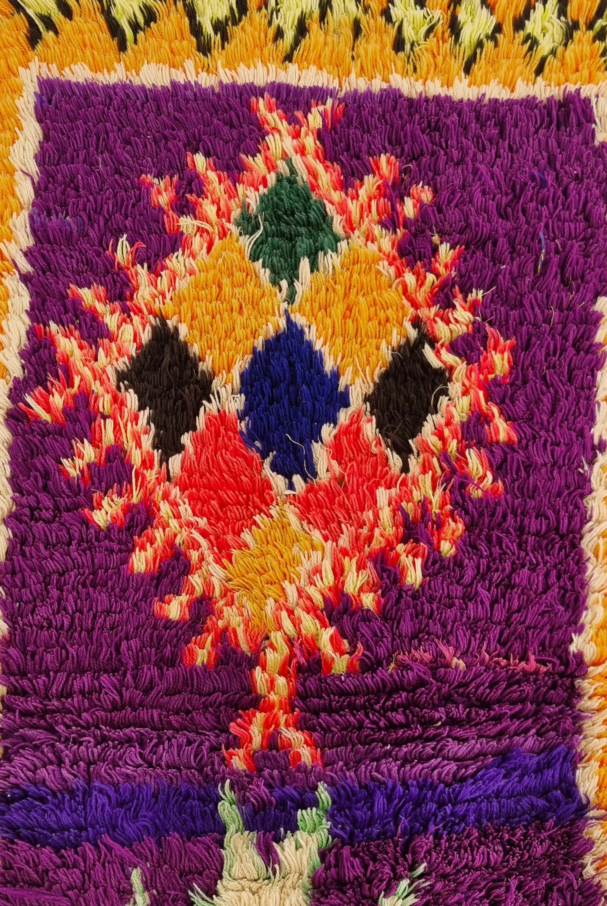 Vintage Colorful Boujaad Runner Rug - 8.10 x 2.8 Ft Irregular Handknotted Moroccan Hallway Rug MoroccanBazzArts