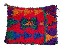 Load image into Gallery viewer, vintage Ait bou ichaouen cushion - double sided cotton boho pillow - Tribal cushion - pillow case - handmade boucherouite pillow