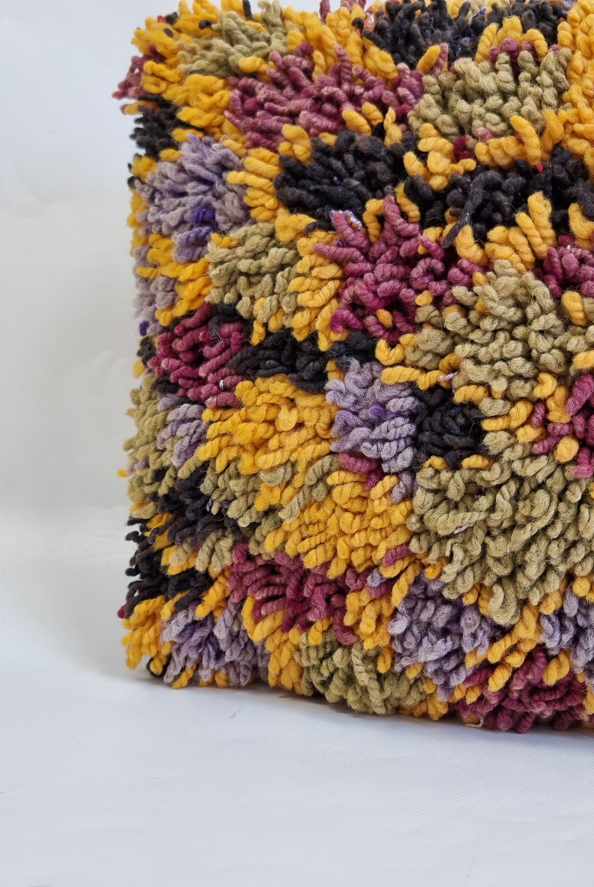 Authentic Aït Bou Ichaouen Berber Lumbar Pillow | Vintage Hand-Knotted Wool | 14" x 25" MoroccanBazzArts