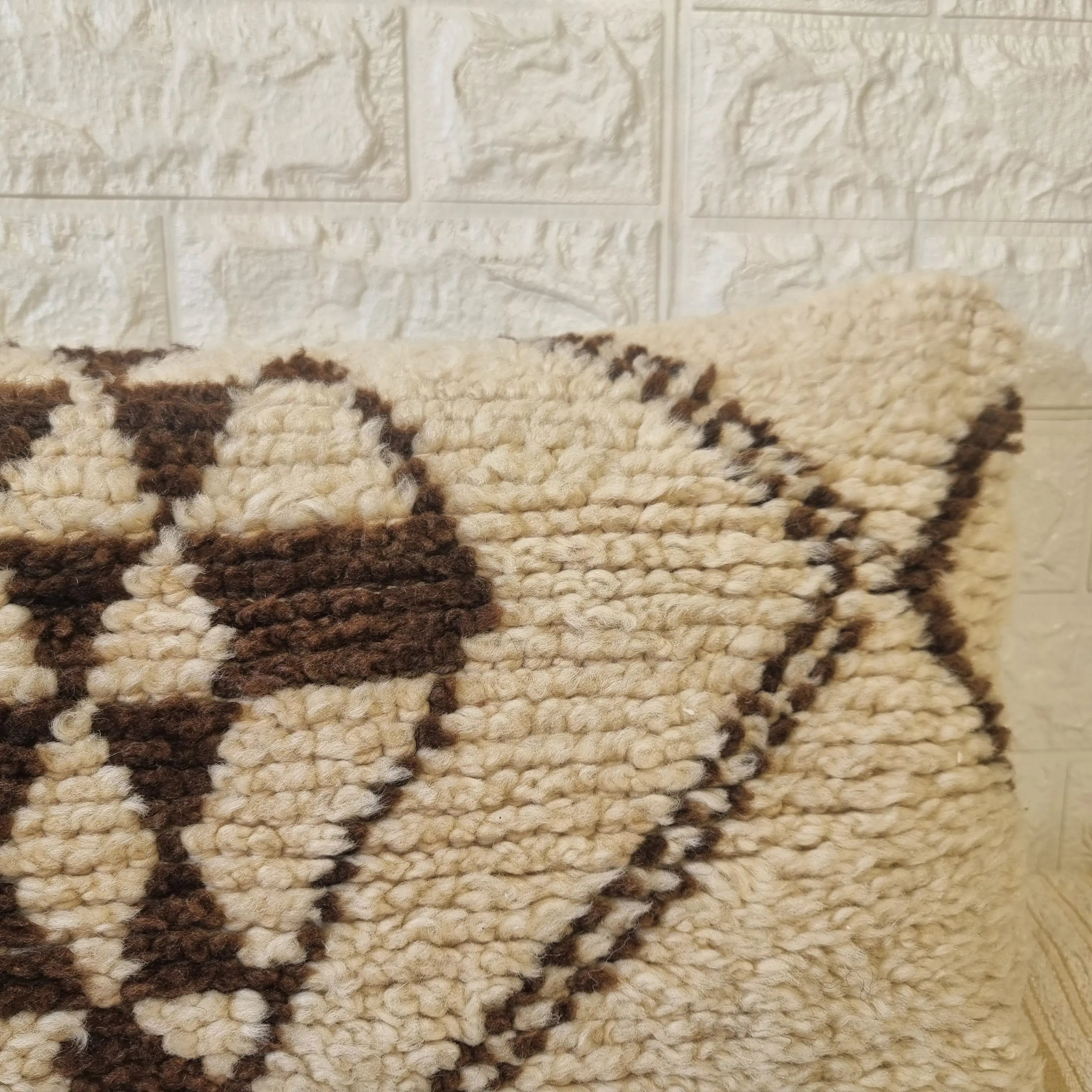 Authentic Moroccan Wool Lumbar Pillow Cover 35x70 cm | Natural Azilal Geometric Cushion | Boho handwoven Throw Pillow Case MoroccanBazzArts