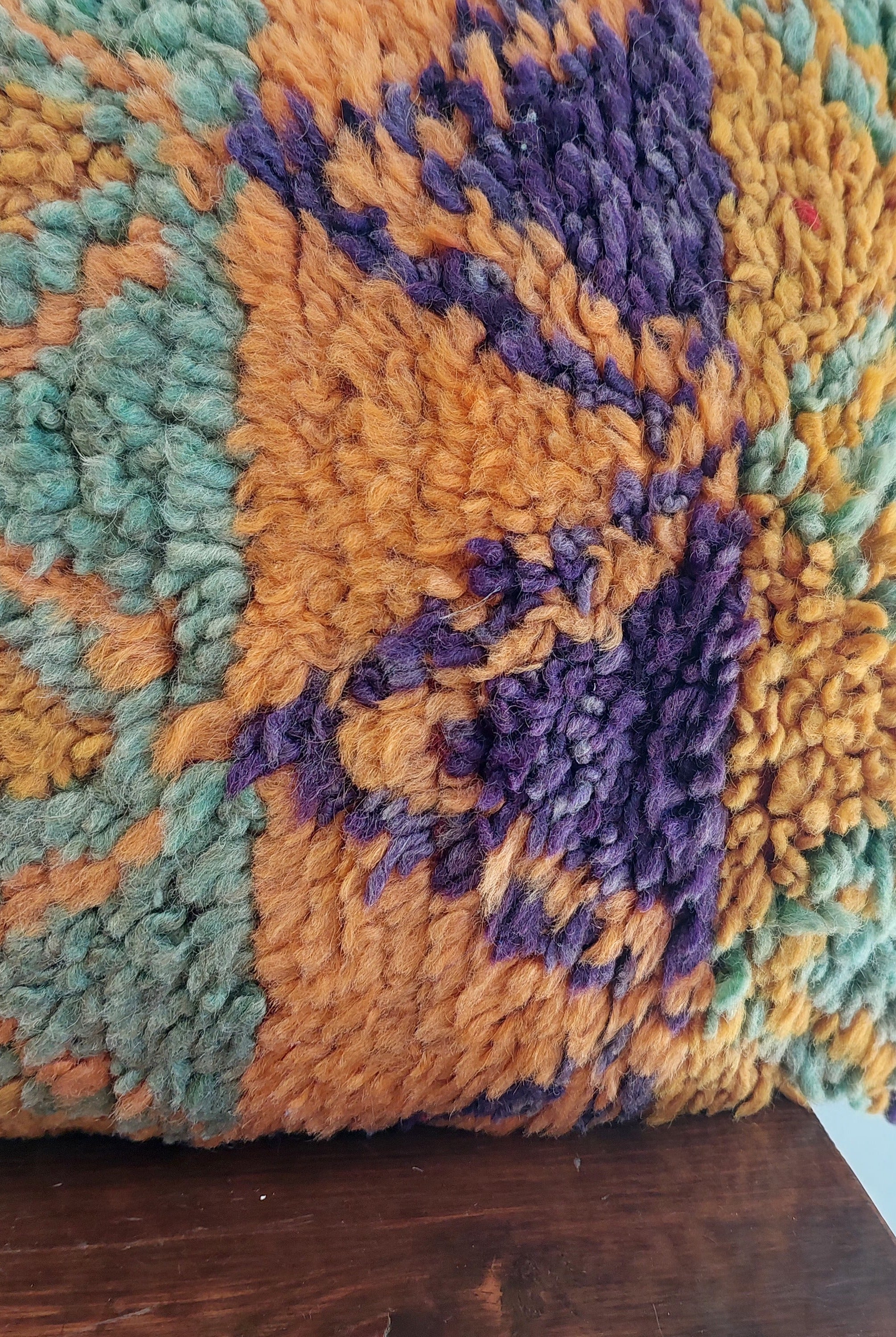 Aït Bou Ichaouen Moroccan Pillow - Handmade Berber Wool Cushion 14x24 - Vintage Colorful Boho Lumbar Pillow - Authentic Tribal Moroccan Deco MoroccanBazzArts