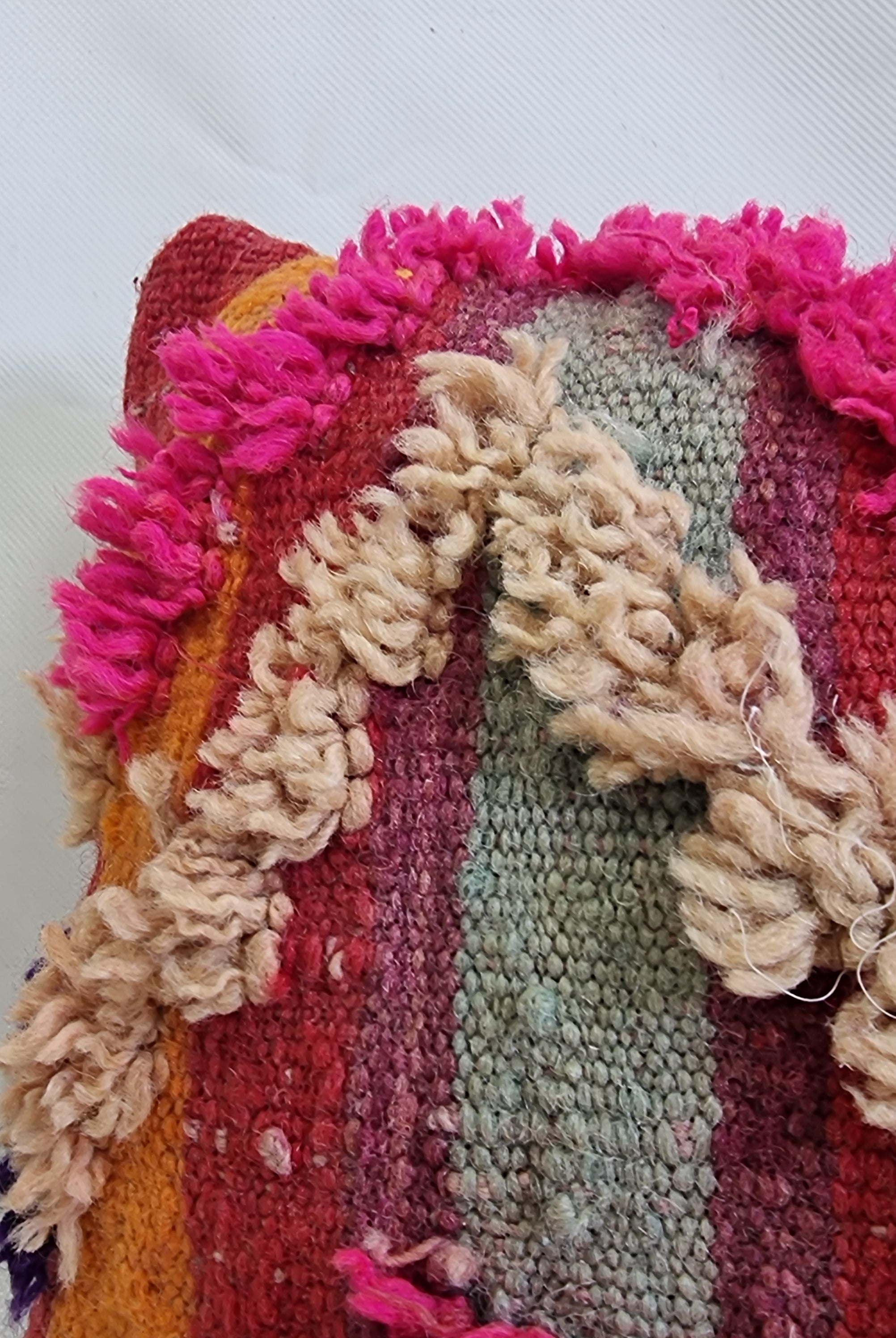 Vintage Authentic Talsint Lumbar Pillow Cover 13"x31" | Colorful Moroccan Berber knotted Cushion | Handmade Boho Decor MoroccanBazzArts