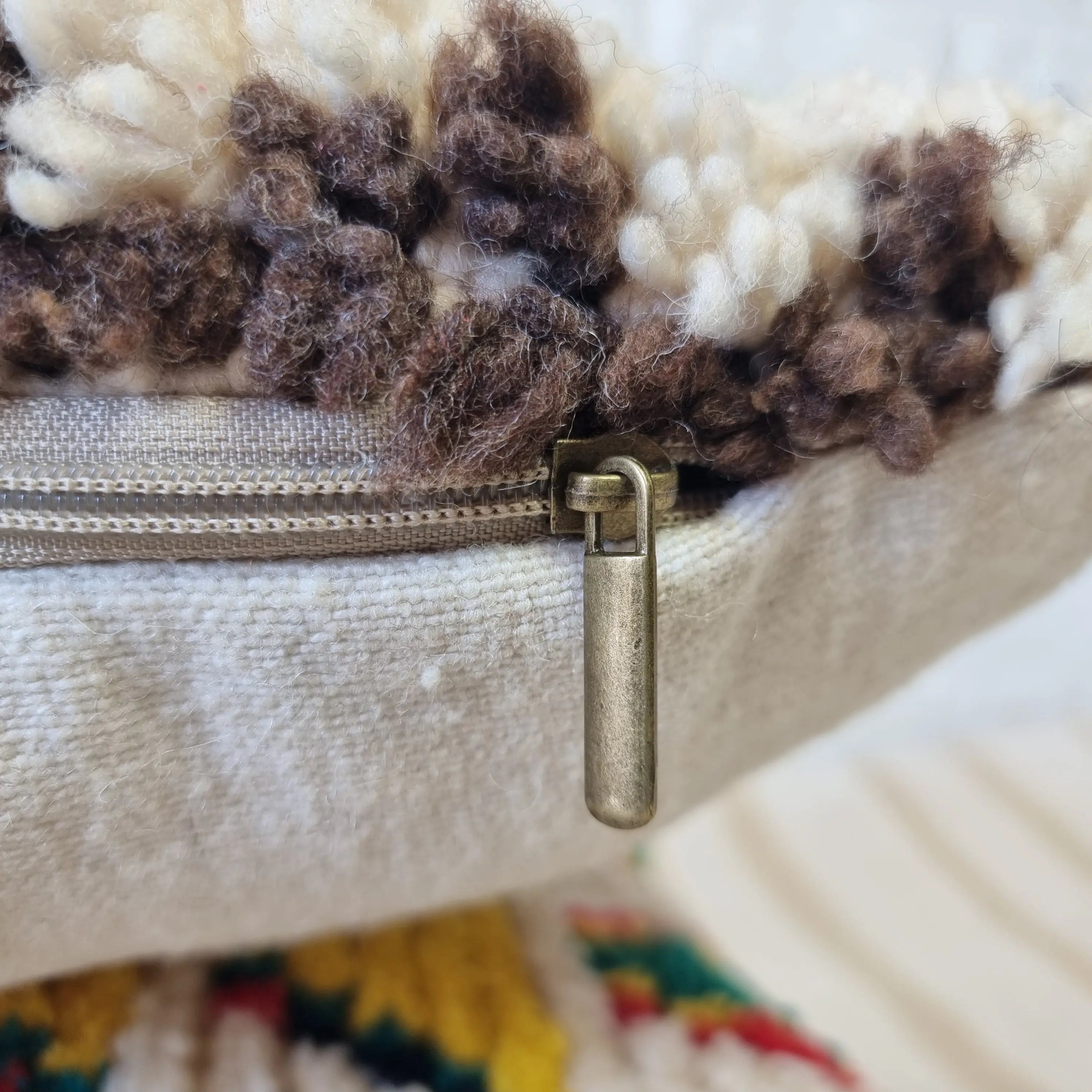 Authentic Talsint Moroccan Wool Lumbar Pillow Covers - Set of 2 (28x60 cm) | Handwoven Berber Cushion | Warm Minimalist Boho Decor MoroccanBazzArts