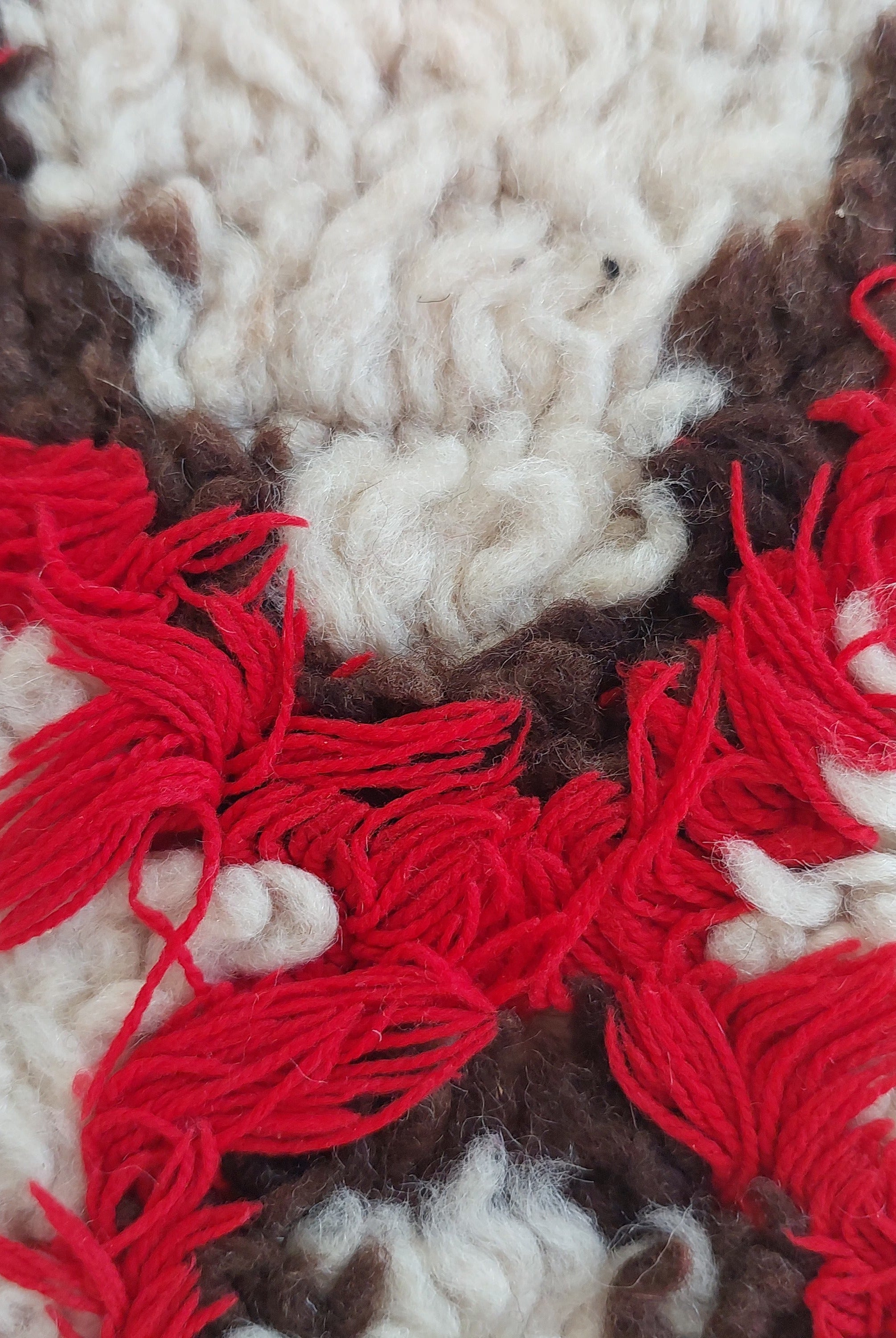 Vintage Moroccan Rug Pillow Cover | Handwoven Brown & Red Geometric Cushion | Boho Minimalist Decor | Shag Wool Throw Pillow Cover MoroccanBazzArts