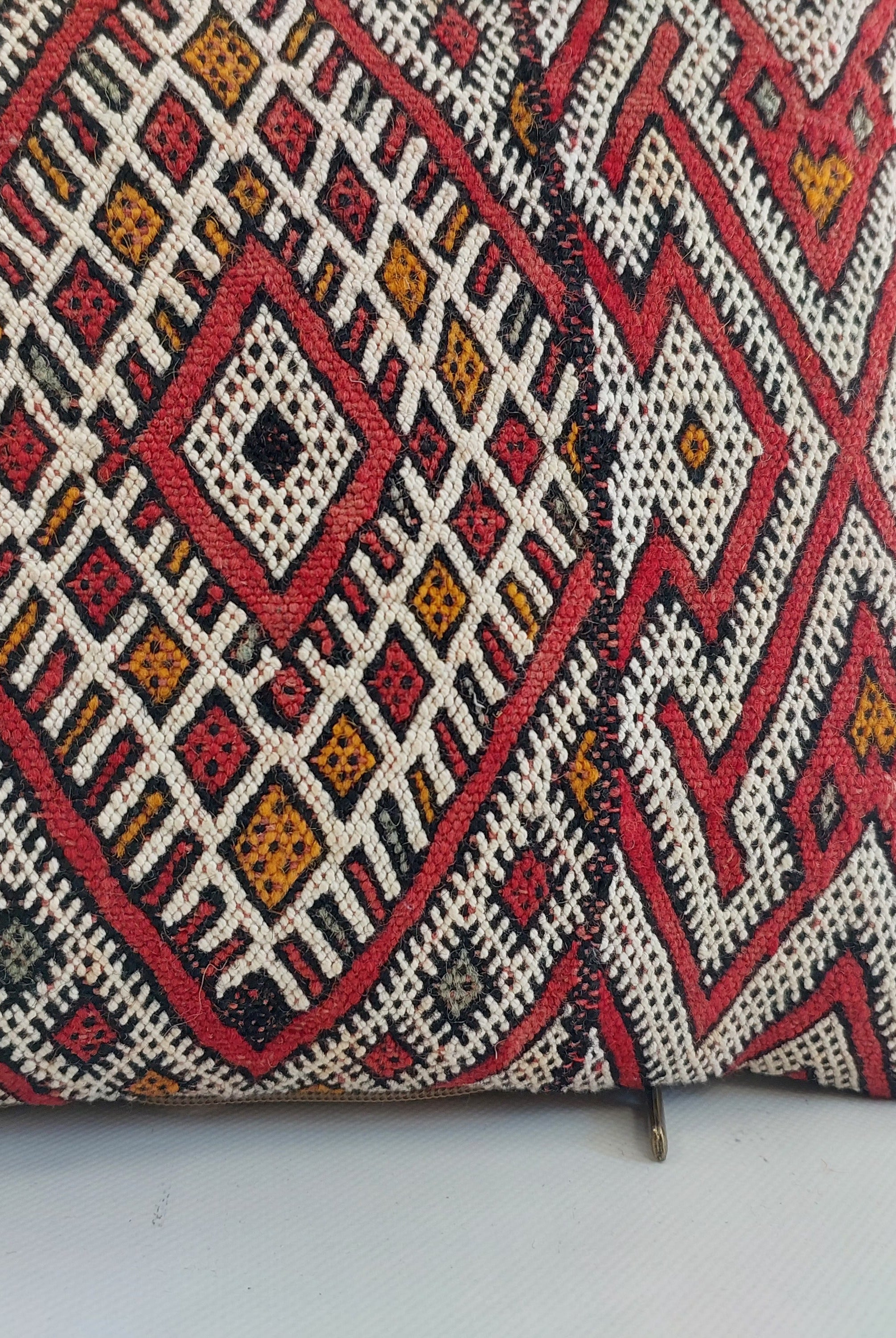 12x24 Vintage Moroccan Kilim Lumbar Pillow Cover | Authentic Geometric zayan Cushion | Red Handwoven Boho & Warm Minimalist Home Decor MoroccanBazzArts