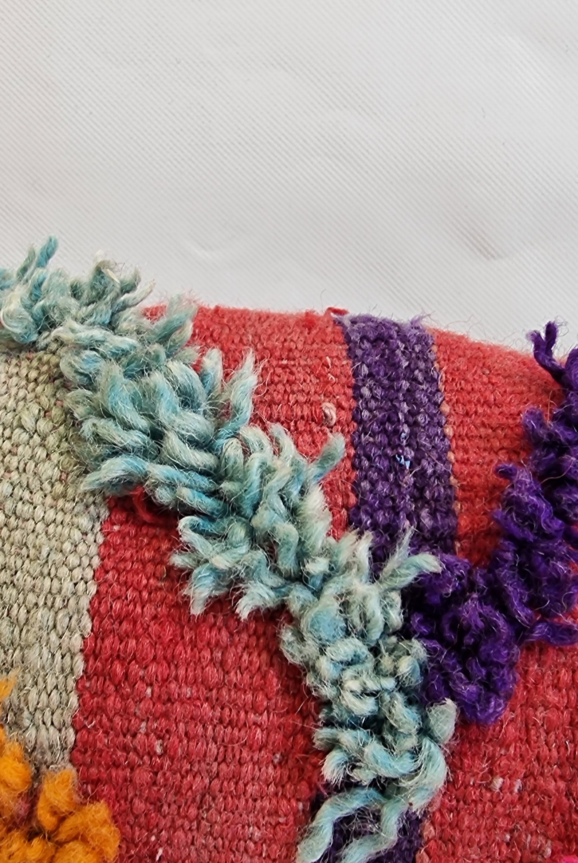 Vintage Authentic Talsint Lumbar Pillow Cover 13"x31" | Colorful Moroccan Berber knotted Cushion | Handmade Boho Decor MoroccanBazzArts