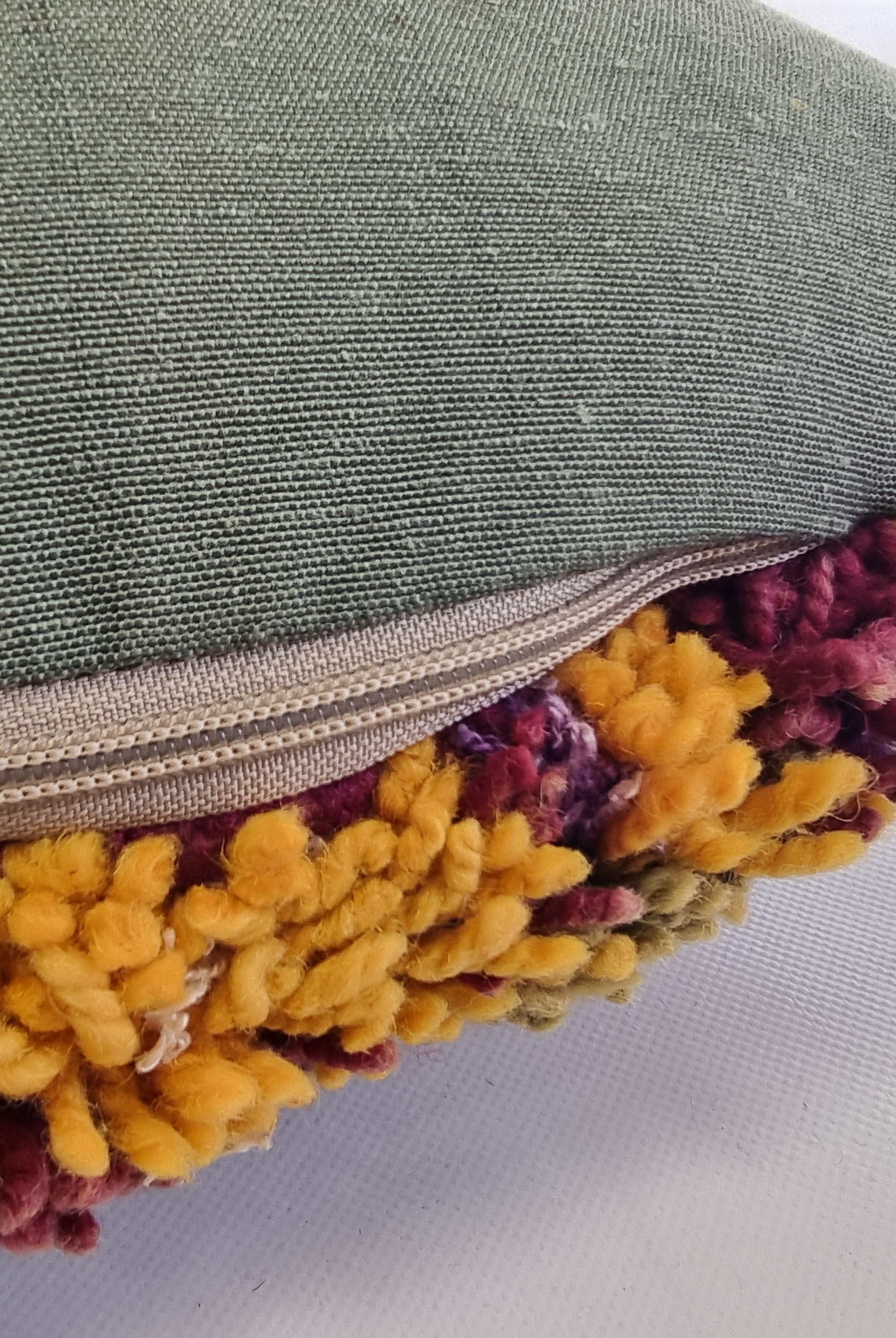 Authentic Aït Bou Ichaouen Berber Lumbar Pillow | Vintage Hand-Knotted Wool | 14" x 25" MoroccanBazzArts