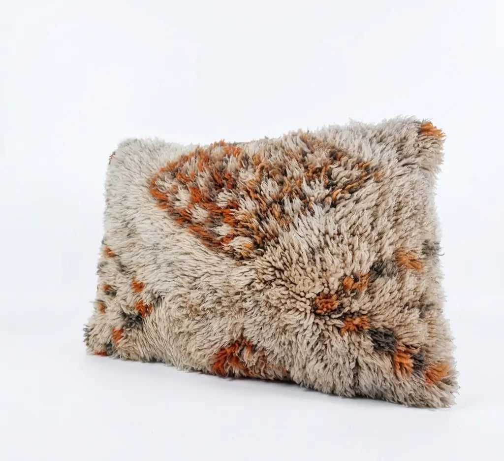 Vintage Beni Ourain Wool Pillow Cover | 16" x 25" MoroccanBazzArts