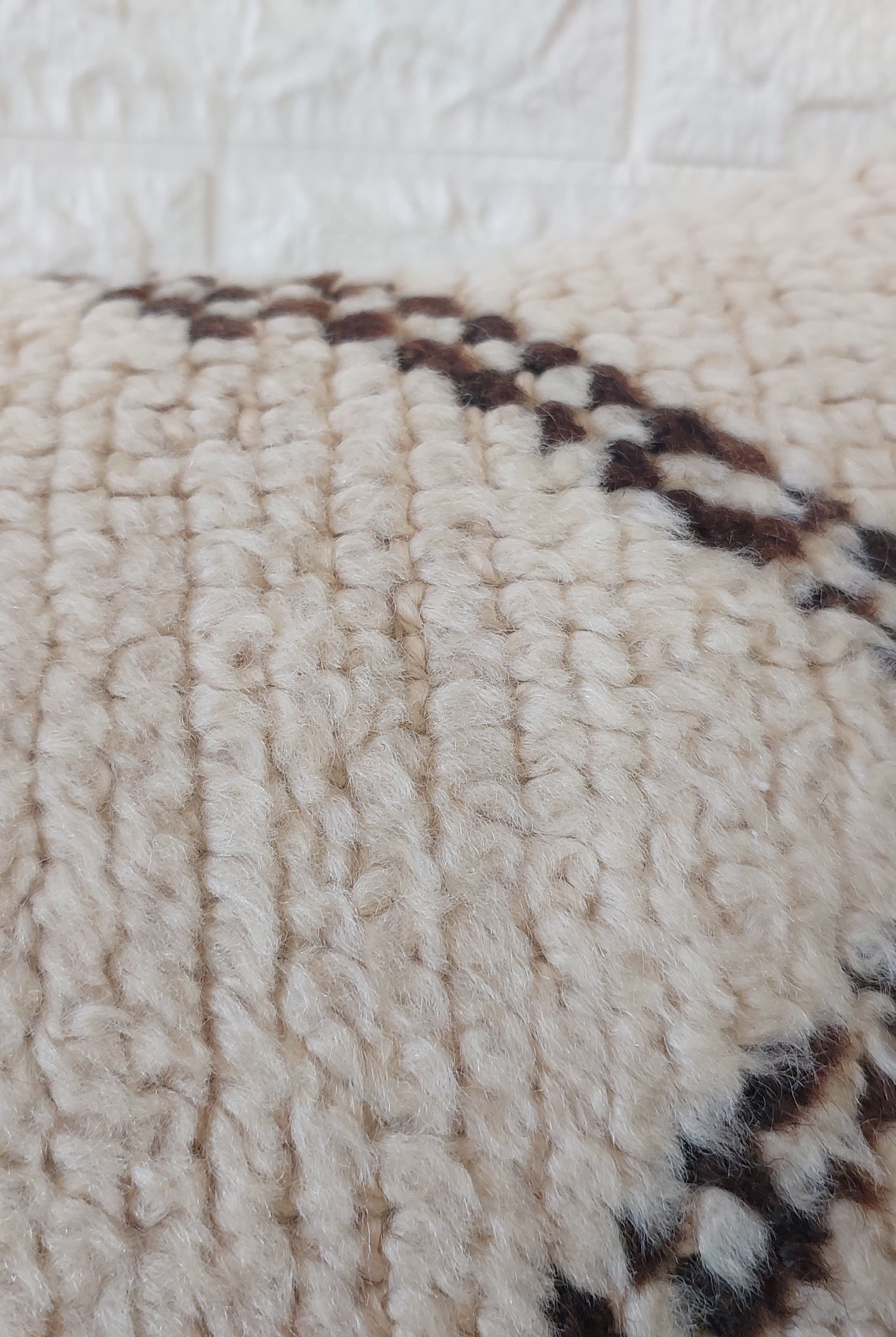 Set of 2 Vintage Azilal Moroccan Rug Pillows | 40x60 cm Ivory & Brown Undyed Wool Cushion Covers | Authentic Boho Lumbar Pillow Covers MoroccanBazzArts