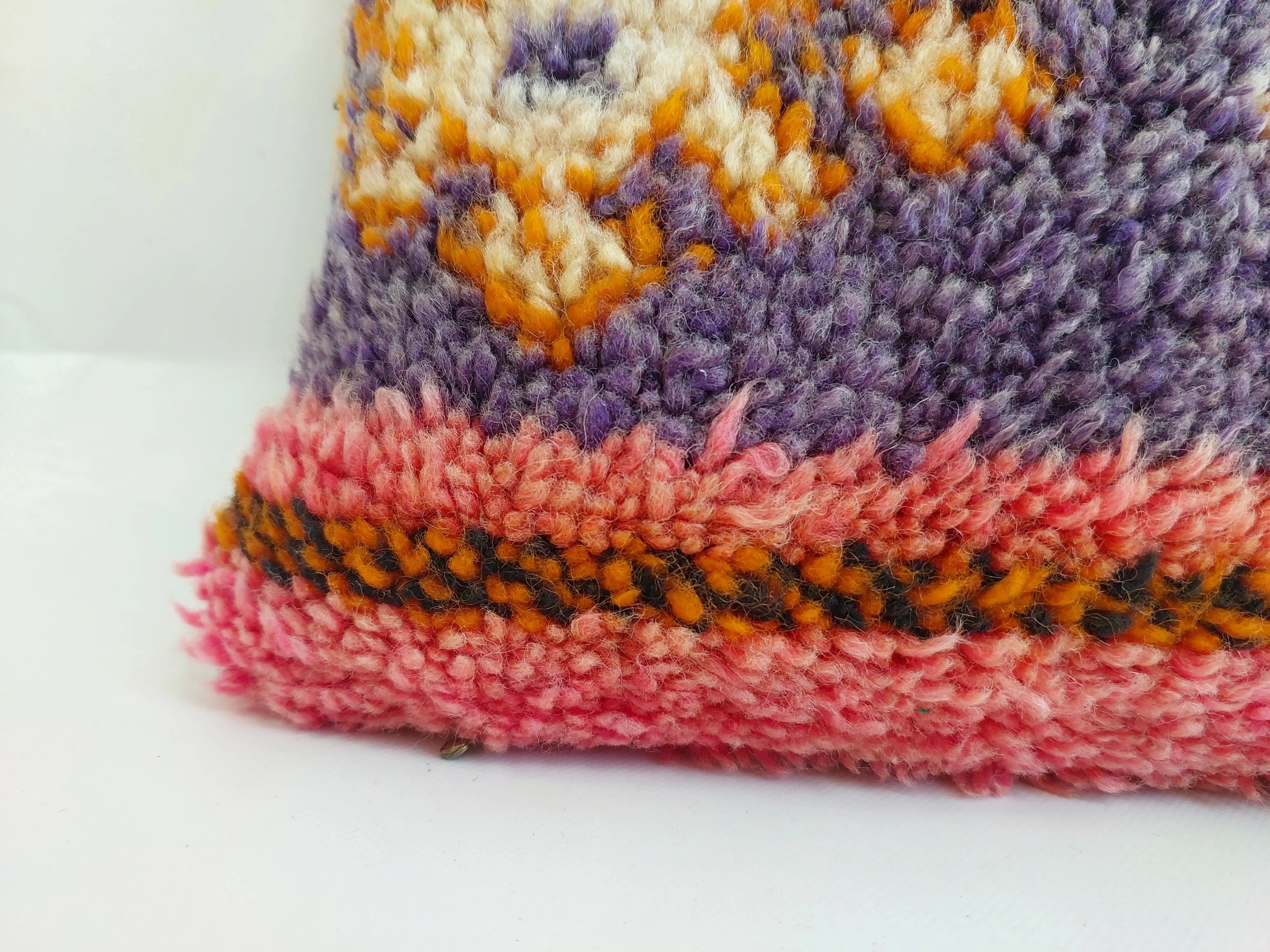 Vintage Berber Rug Lumbar Pillow Cover in Purple & Pink - 13x22" MoroccanBazzArts