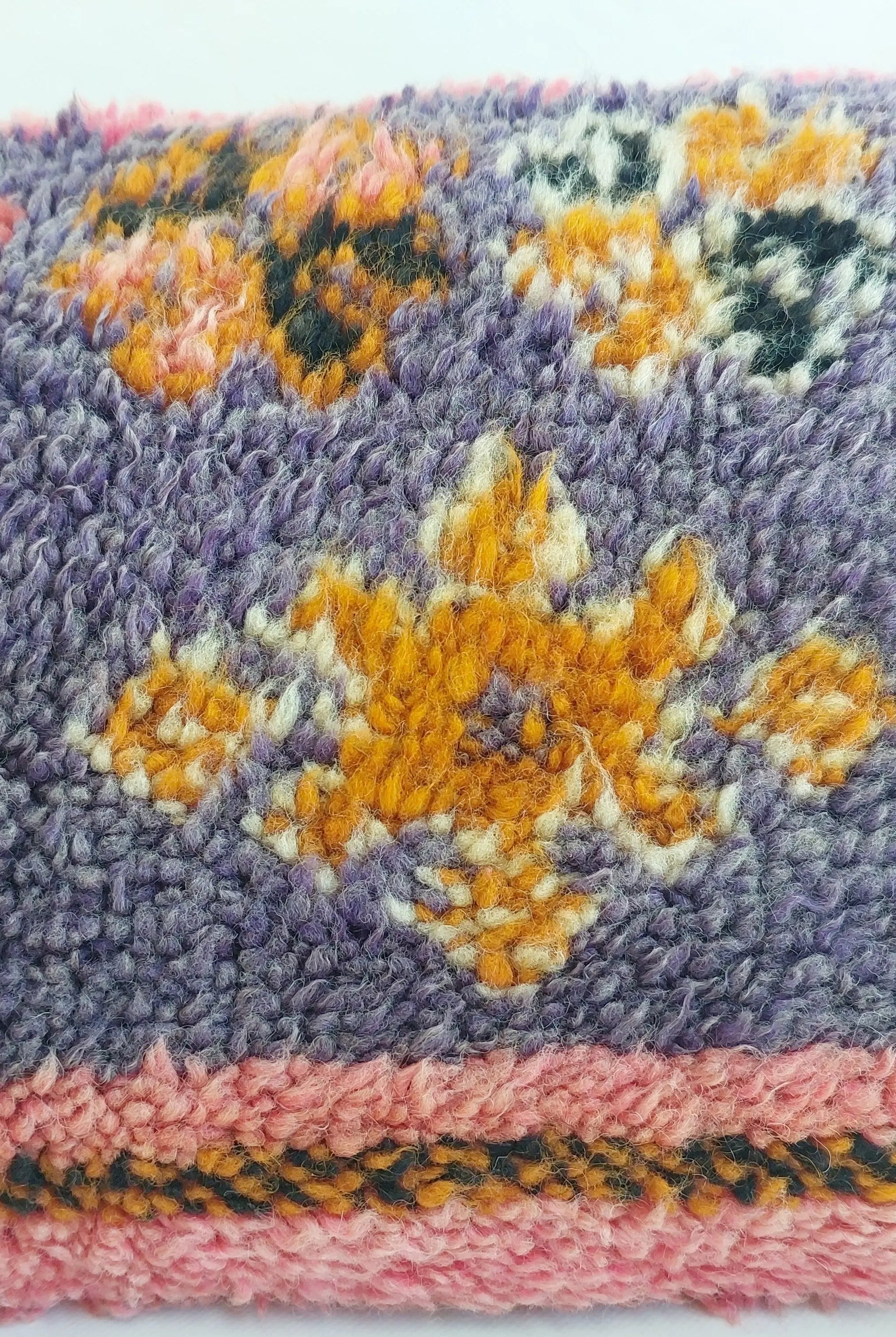 Vintage Berber Rug Lumbar Pillow Cover in Purple & Pink - 13x22" MoroccanBazzArts