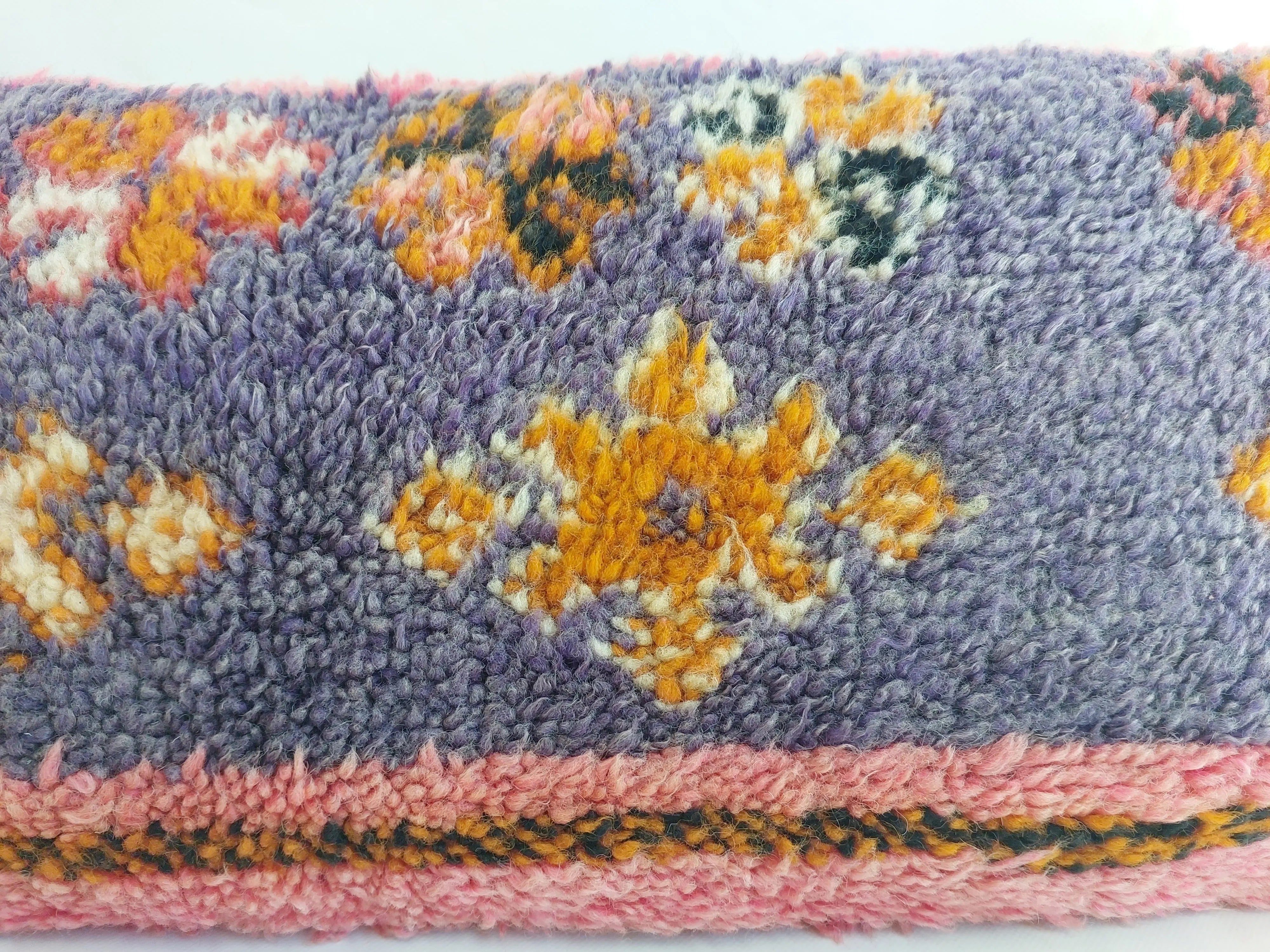 Vintage Berber Rug Lumbar Pillow Cover in Purple & Pink - 13x22" MoroccanBazzArts