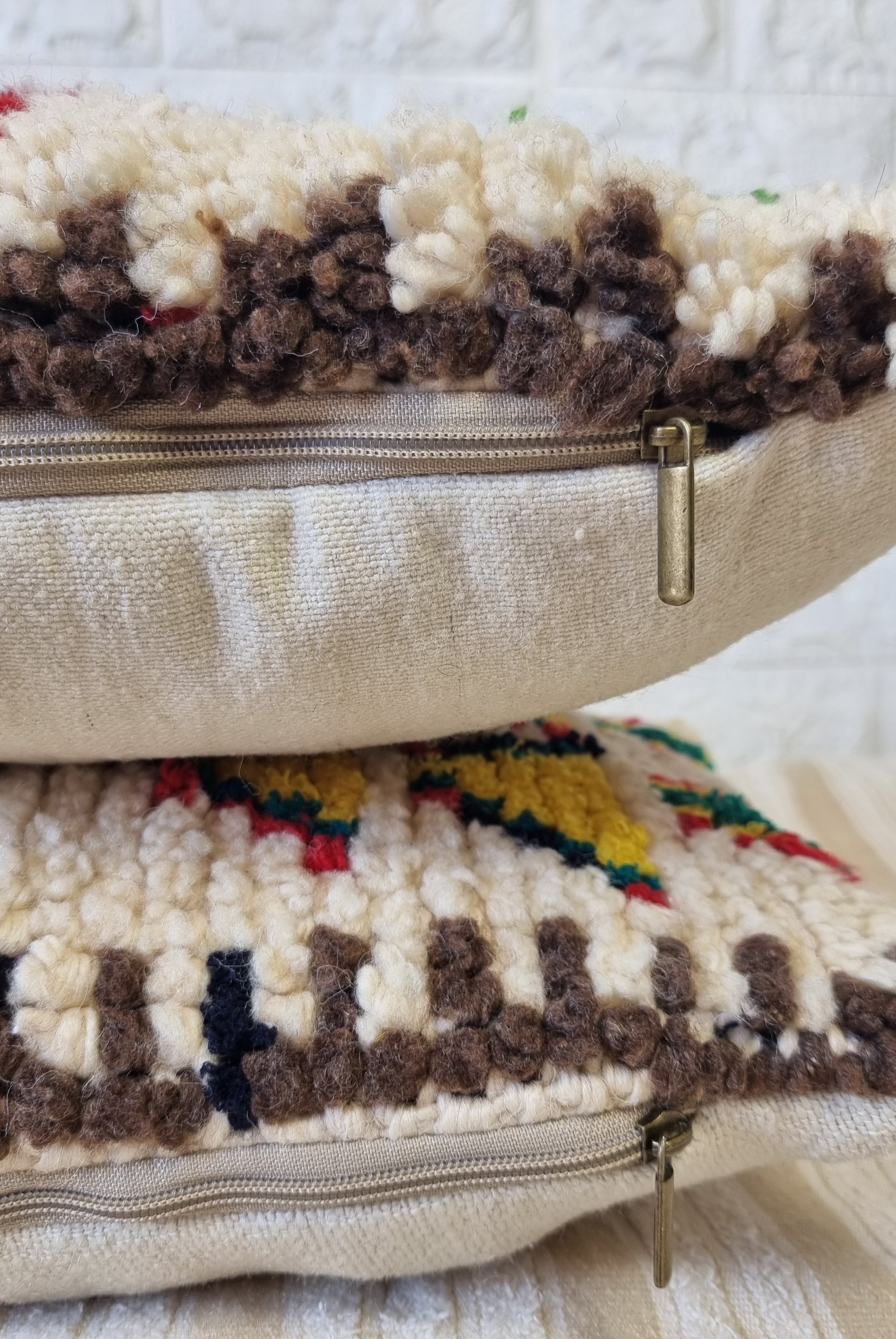 Authentic Talsint Moroccan Wool Lumbar Pillow Covers - Set of 2 (28x60 cm) | Handwoven Berber Cushion | Warm Minimalist Boho Decor MoroccanBazzArts