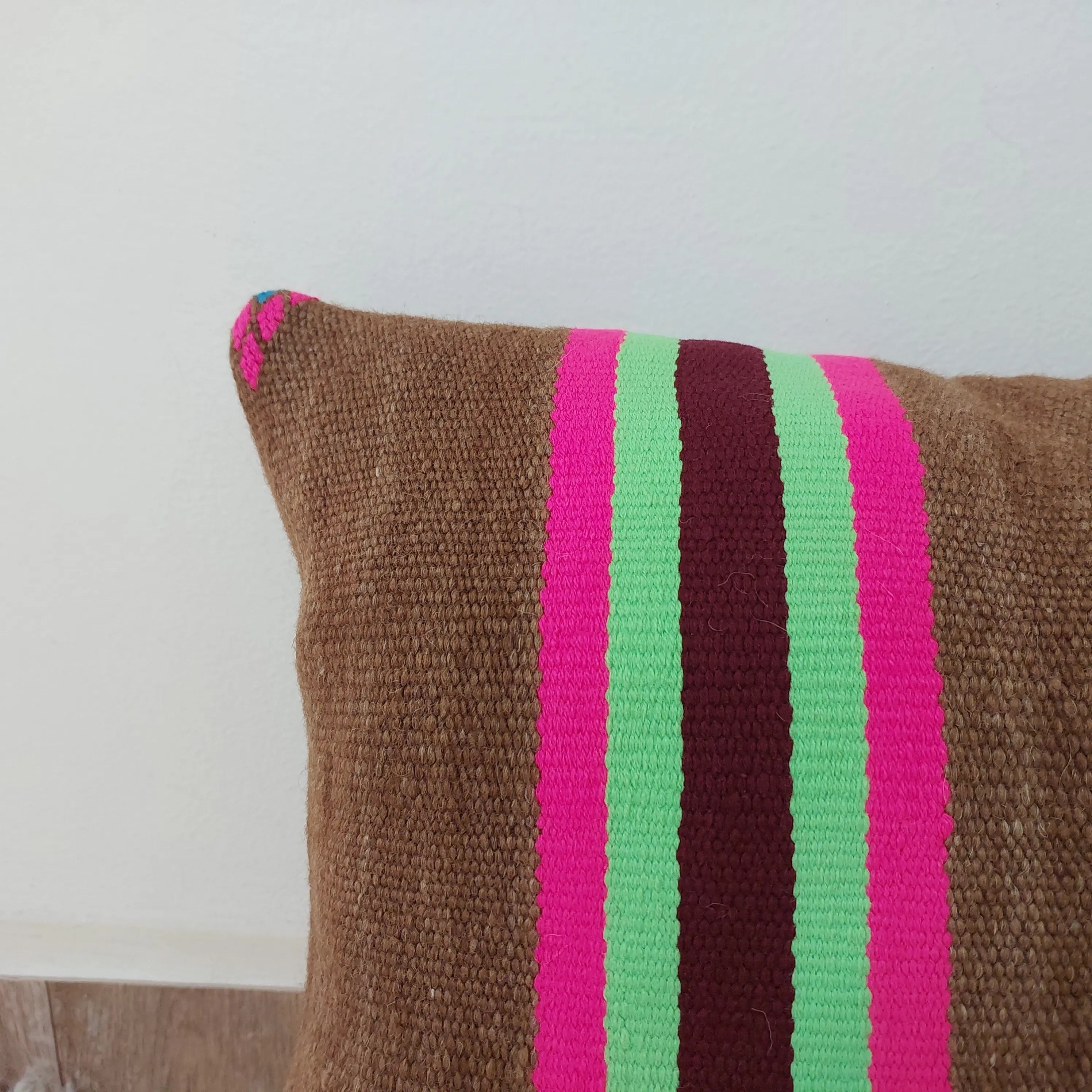 Set of 3 Vintage Boujaad Kilim Lumbar Pillow Covers 38x60 cm | Handwoven Brown Wool MoroccanBazzArts