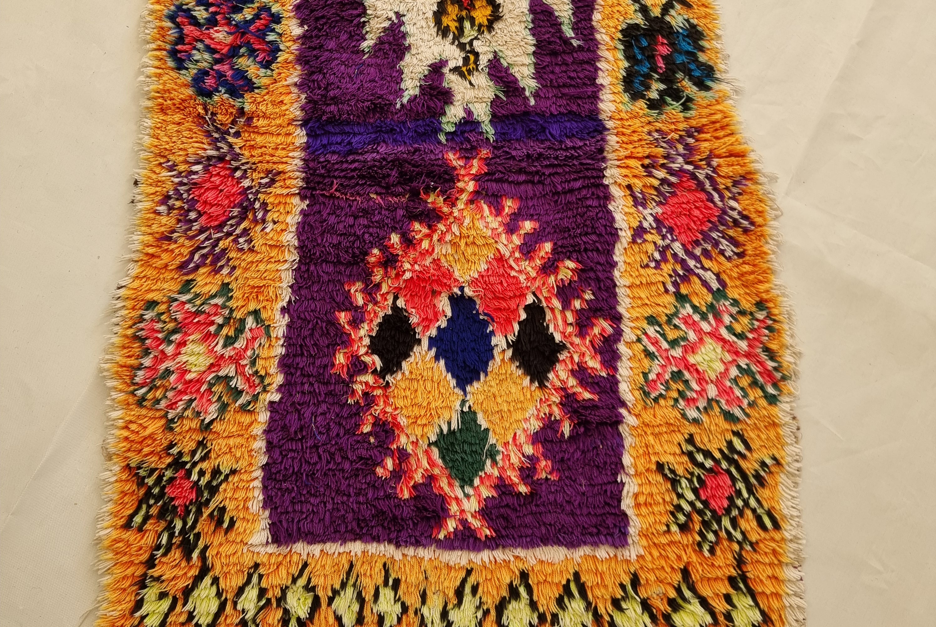 Vintage Colorful Boujaad Runner Rug - 8.10 x 2.8 Ft Irregular Handknotted Moroccan Hallway Rug MoroccanBazzArts