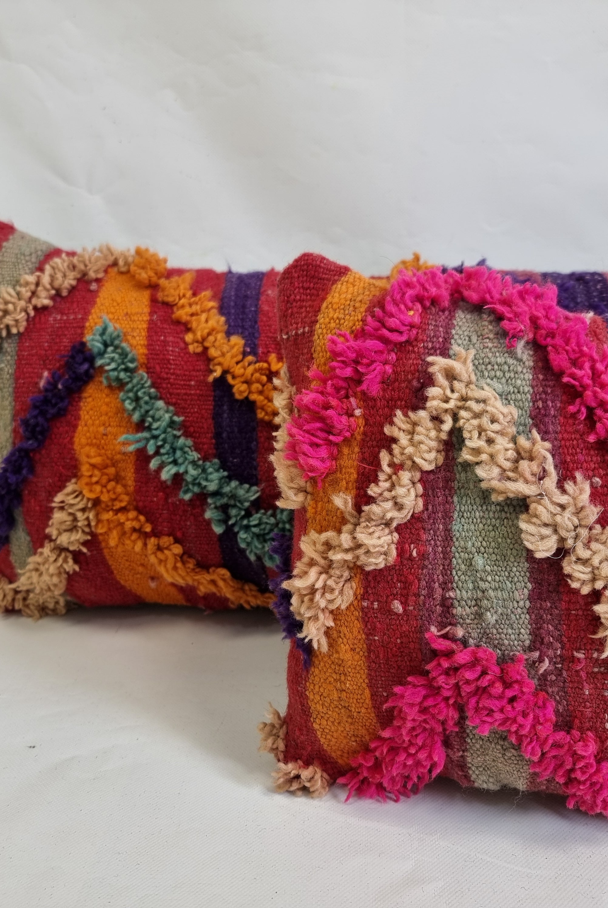 Vintage Authentic Talsint Lumbar Pillow Cover 13"x31" | Colorful Moroccan Berber knotted Cushion | Handmade Boho Decor MoroccanBazzArts