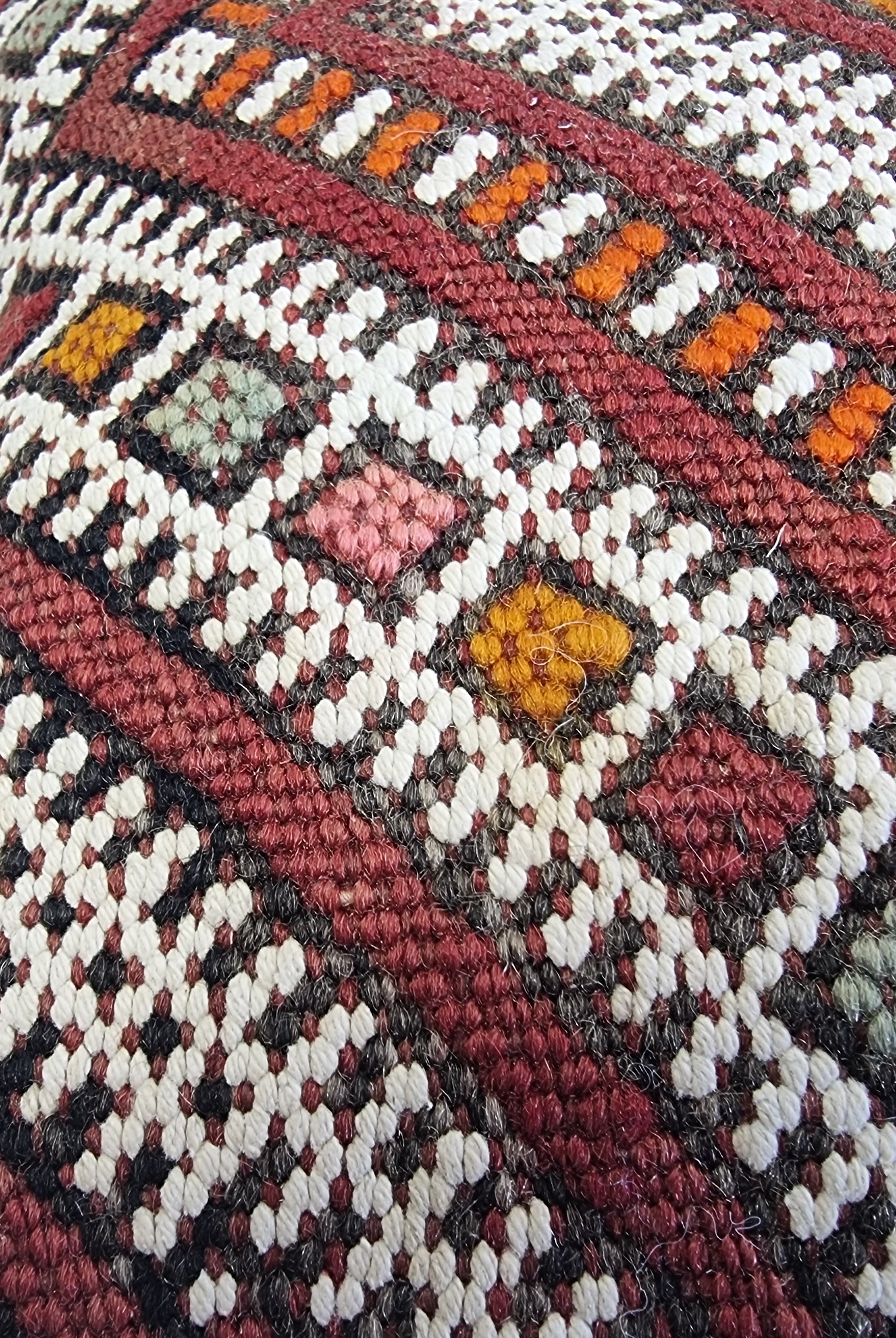 Authentic Moroccan Kilim Lumbar Pillow Cover 12x22" | Burgundy Geometric Boho Cushion | Handwoven Berber Tribal Throw Pillow 32x58cm MoroccanBazzArts