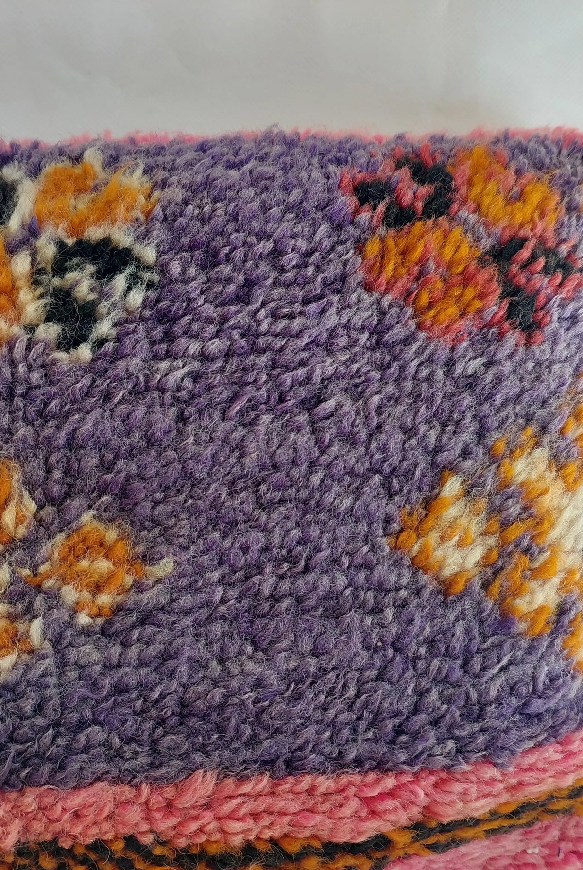 Vintage Berber Rug Lumbar Pillow Cover in Purple & Pink - 13x22" MoroccanBazzArts