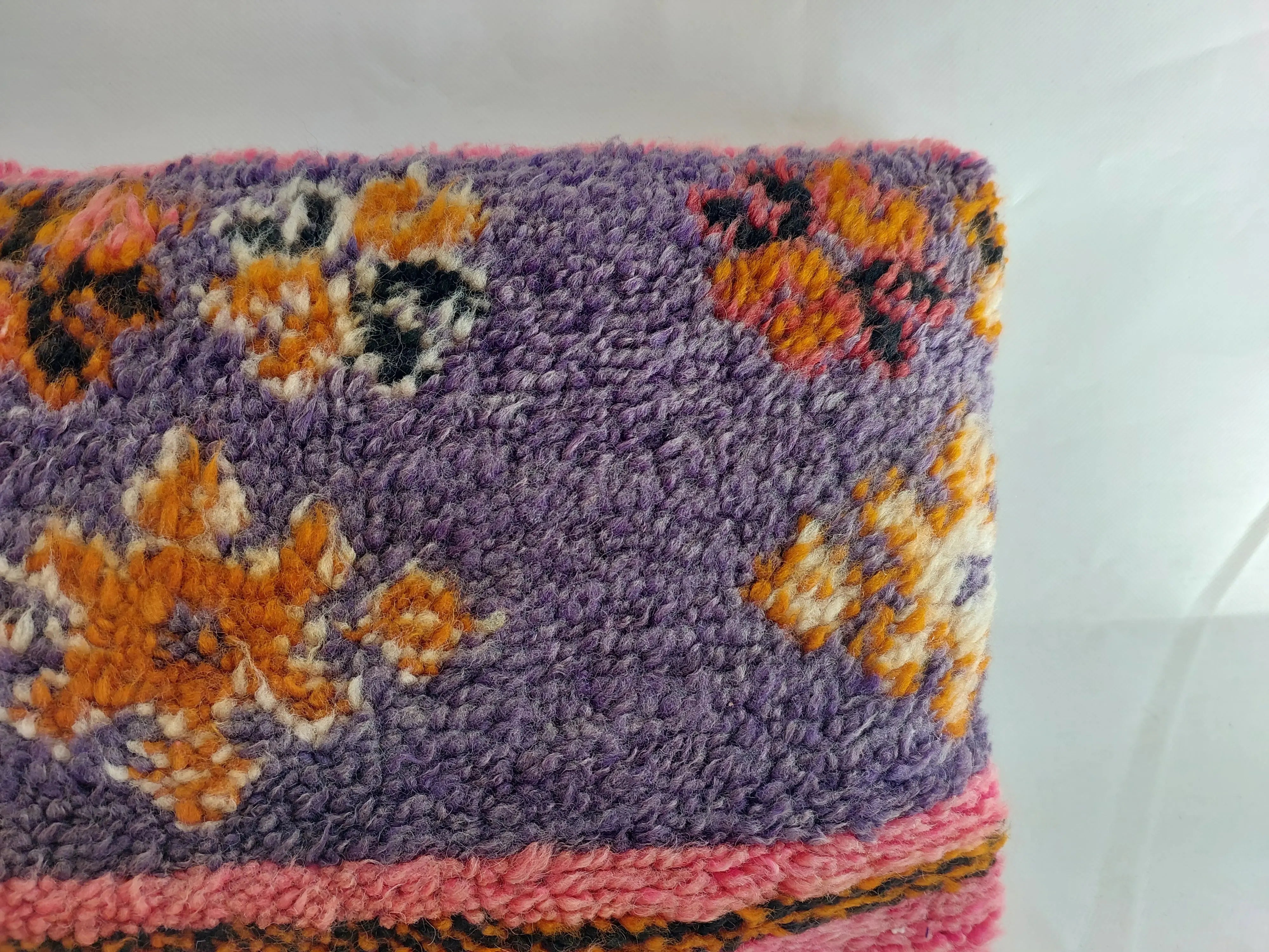 Vintage Berber Rug Lumbar Pillow Cover in Purple & Pink - 13x22" MoroccanBazzArts