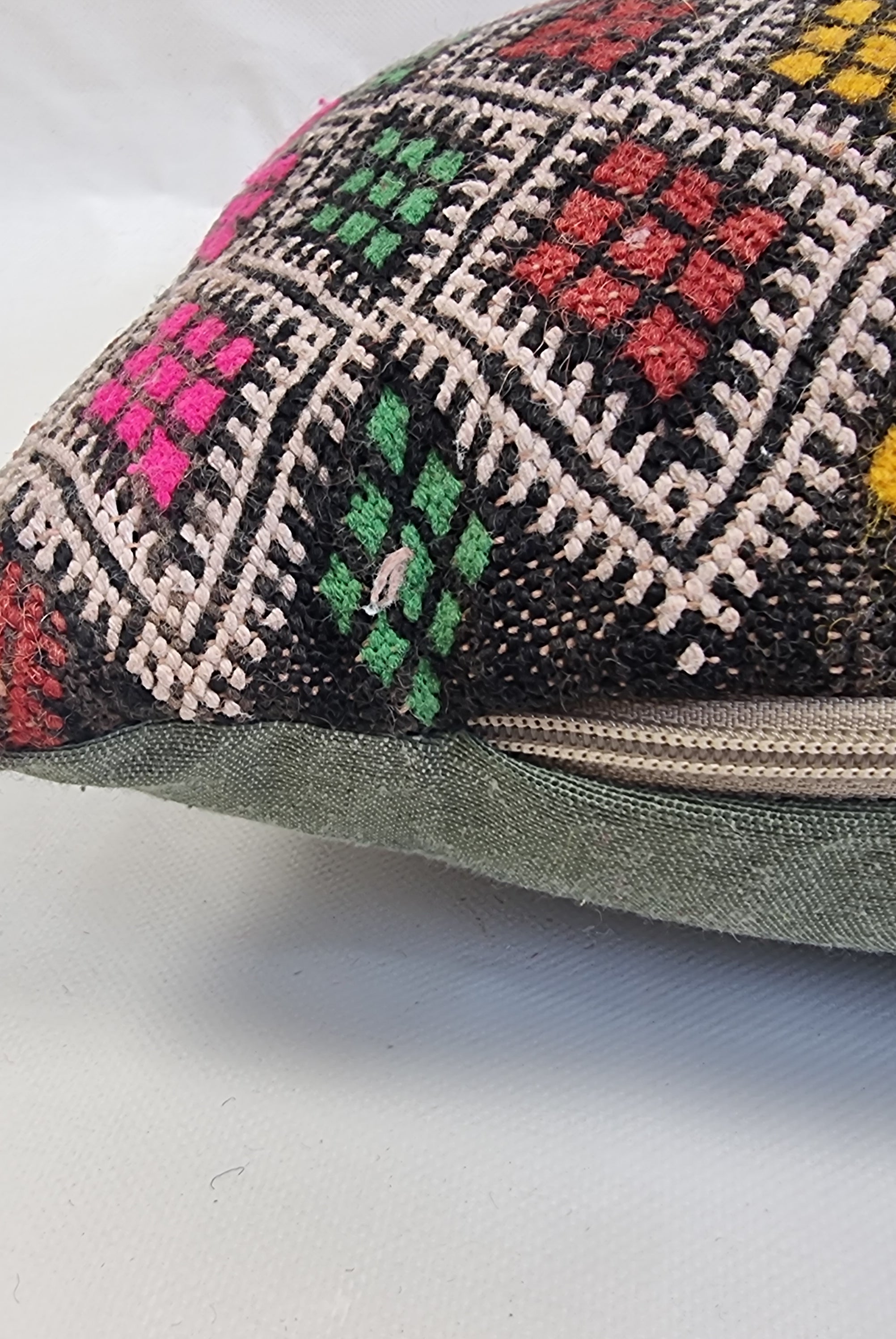 Handwoven Moroccan Kilim Lumbar Pillow Cover (13" x 22") – Colorful Geometric Boho Cushion MoroccanBazzArts