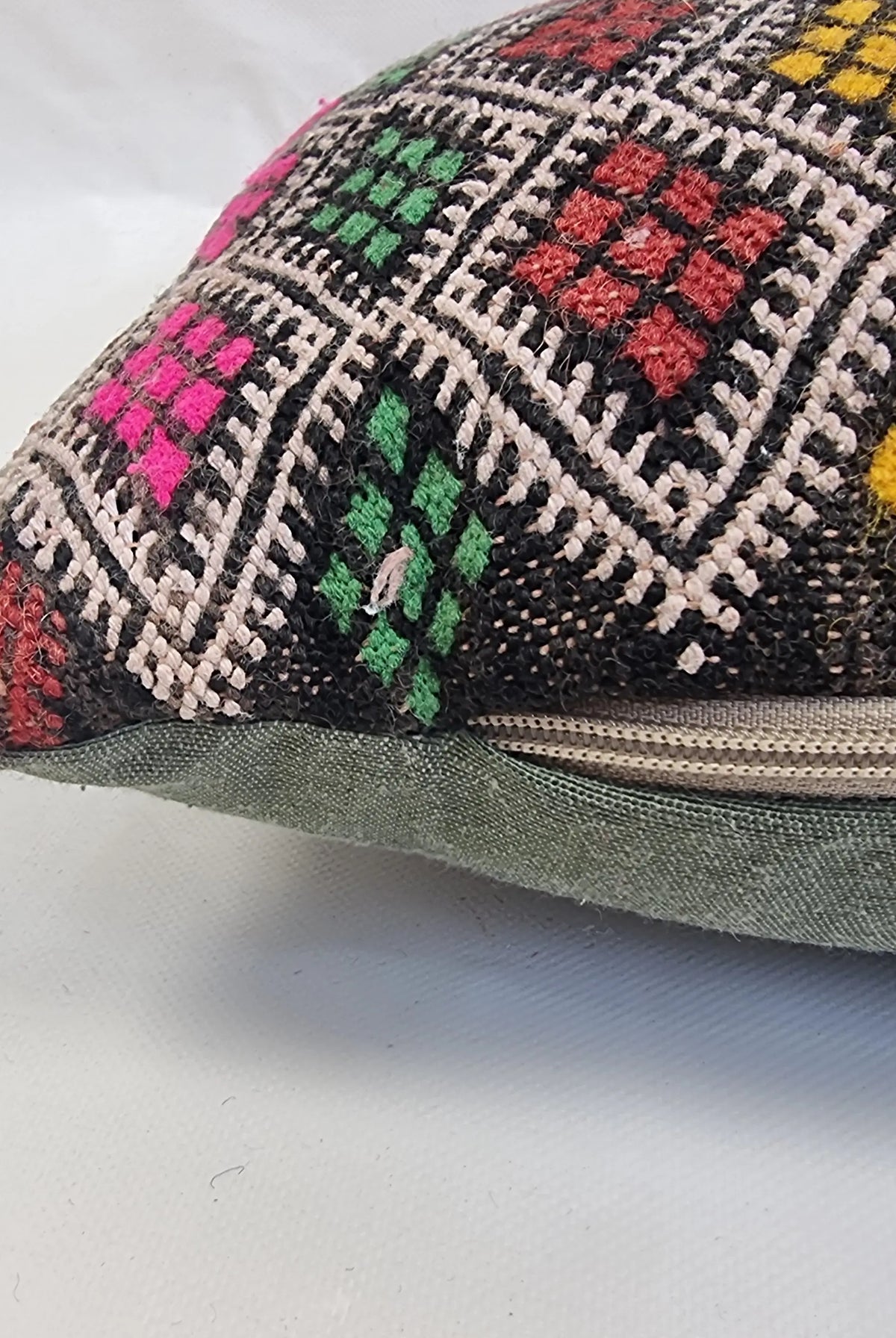 Handwoven Moroccan Kilim Lumbar Pillow Cover (13" x 22") – Colorful Geometric Boho Cushion MoroccanBazzArts