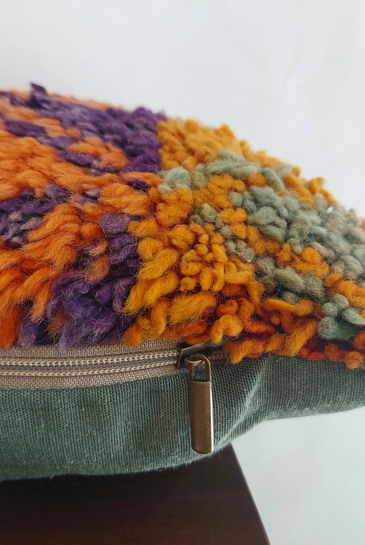 Aït Bou Ichaouen Moroccan Pillow - Handmade Berber Wool Cushion 14x24 - Vintage Colorful Boho Lumbar Pillow - Authentic Tribal Moroccan Deco MoroccanBazzArts