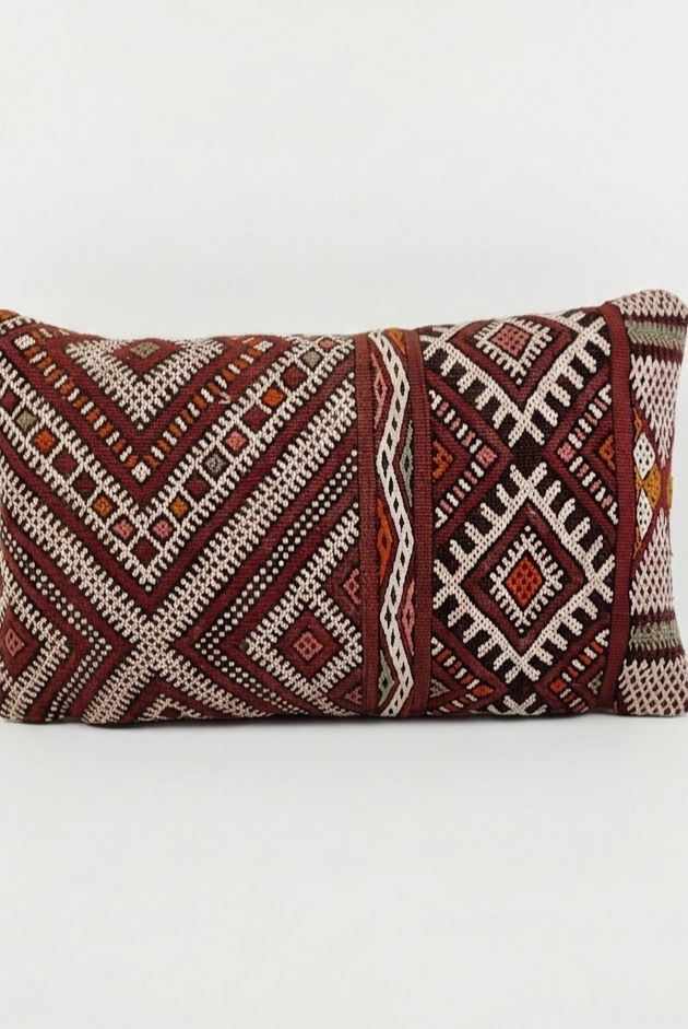 Authentic Moroccan Kilim Pillow Cover | Vintage Berber Handmade Wool Cushion | Earthy Boho Throw Pillow | Rustic Tribal Home Decor MoroccanBazzArts