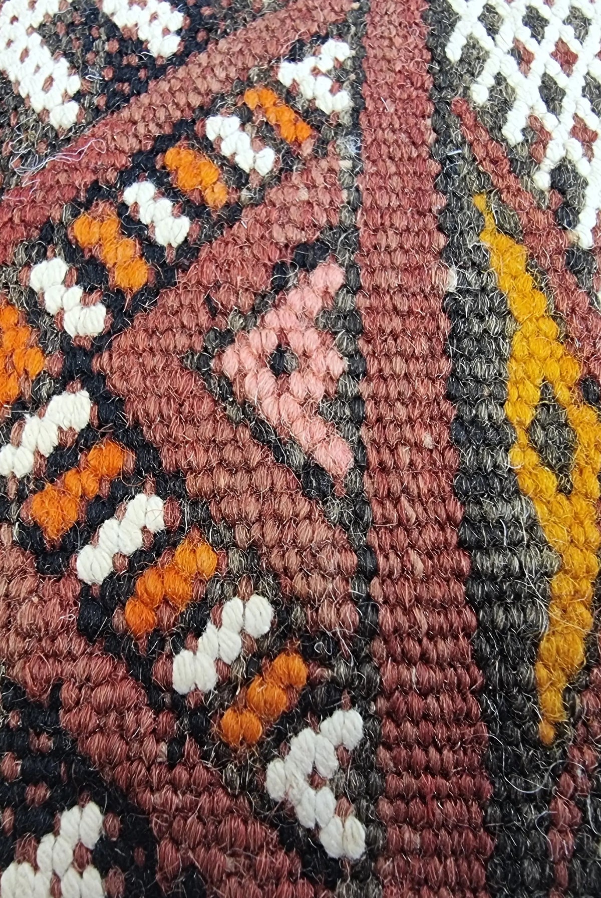 Authentic Moroccan Kilim Lumbar Pillow Cover 12x21" | Burgundy Geometric Boho Cushion | Handwoven Berber Tribal Throw Pillow 32x55cm MoroccanBazzArts