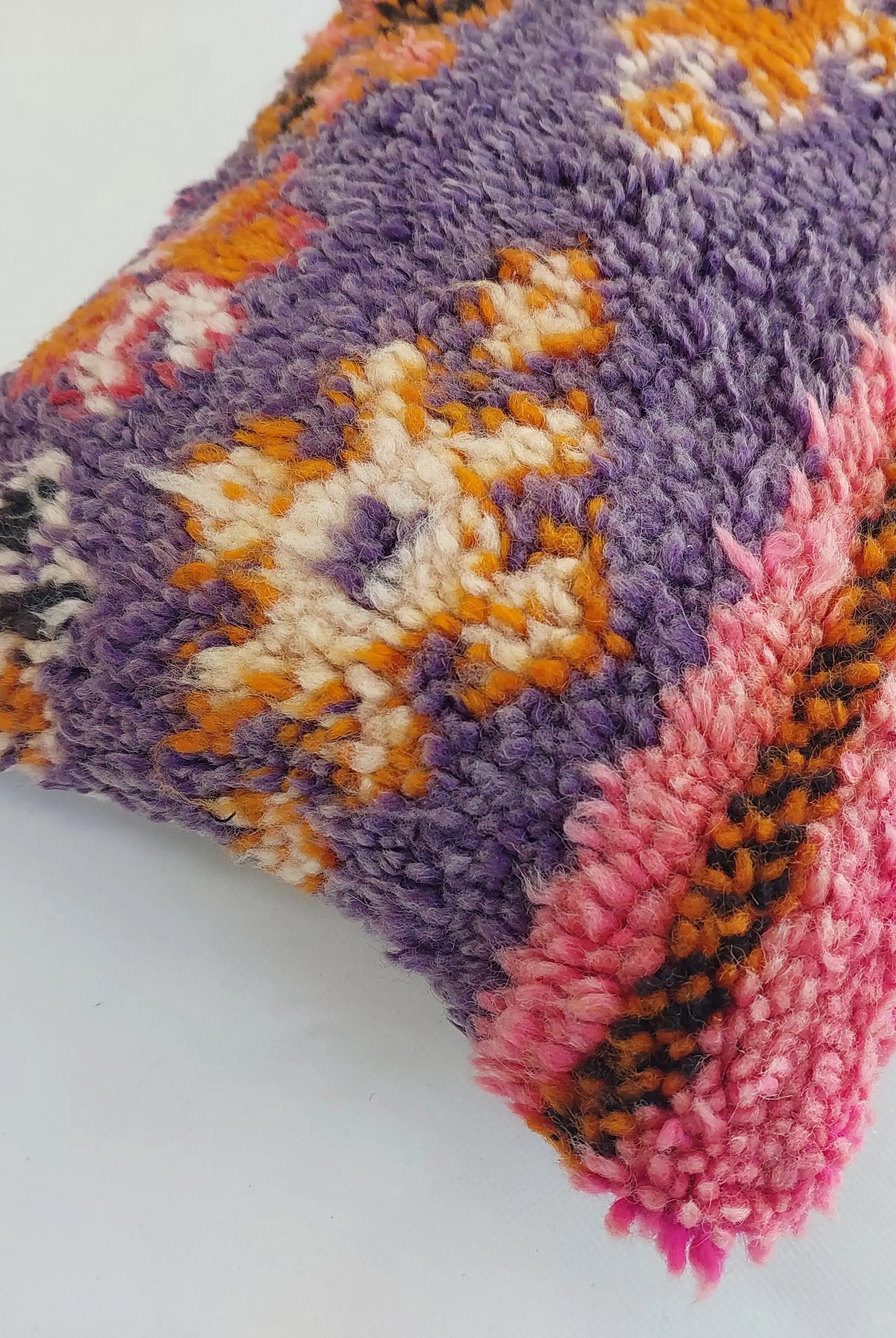 Vintage Berber Rug Lumbar Pillow Cover in Purple & Pink - 13x22" MoroccanBazzArts