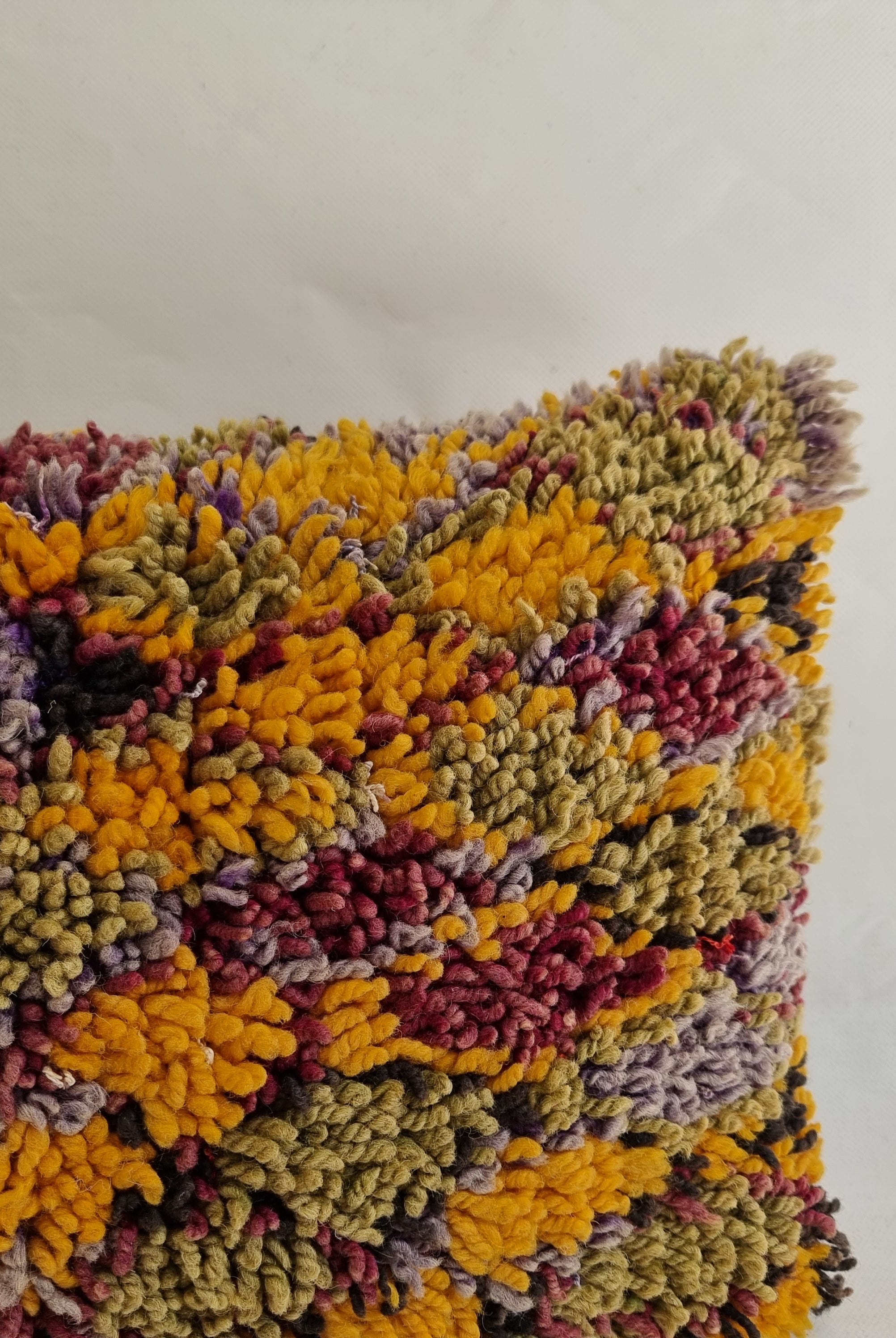 Authentic Aït Bou Ichaouen Berber Lumbar Pillow | Vintage Hand-Knotted Wool | 14" x 25" MoroccanBazzArts