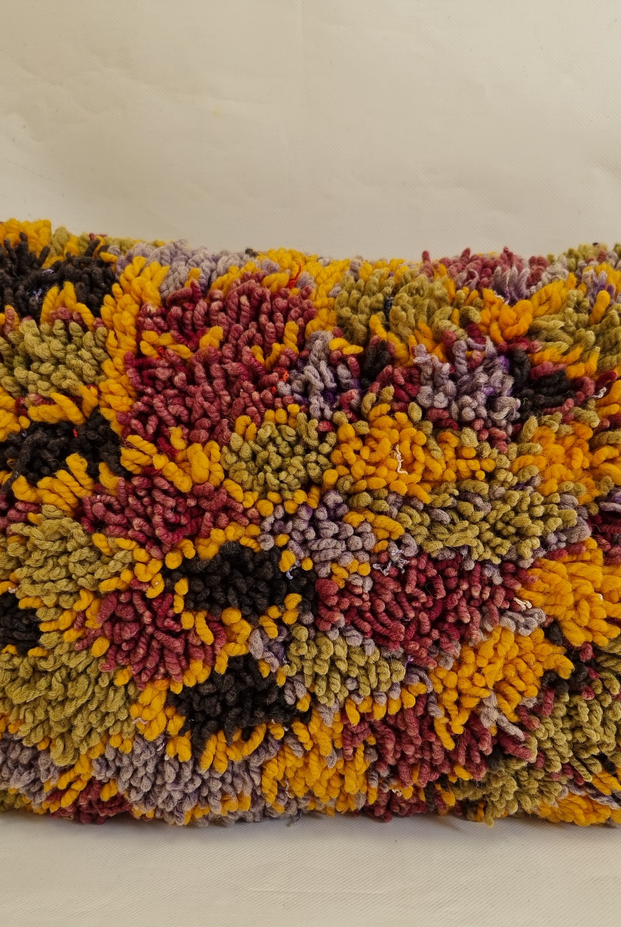 Authentic Aït Bou Ichaouen Berber Lumbar Pillow | Vintage Hand-Knotted Wool | 14" x 25" MoroccanBazzArts