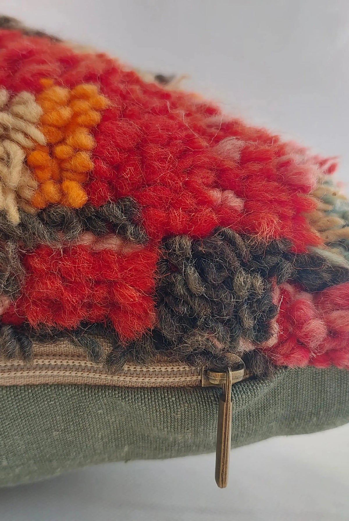 Authentic Aït Bou Ichaouen Moroccan Pillow 17x27 | Original Handmade Berber Wool Lumbar Cushion | Colorful Boho Textured Throw Pillow Cover MoroccanBazzArts