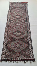 Load image into Gallery viewer, Tarahalt" 4'1"x12'5" Beni mguild, runner rug , Moroccan rug, Berber Rug, kilim rug, cute rug, 70s rug