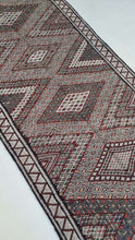 Load image into Gallery viewer, Tarahalt" 4'1"x12'5" Beni mguild, runner rug , Moroccan rug, Berber Rug, kilim rug, cute rug, 70s rug