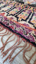 Load image into Gallery viewer, Masterpiece Moroccan Rug with colorful fringes laid out on the floor