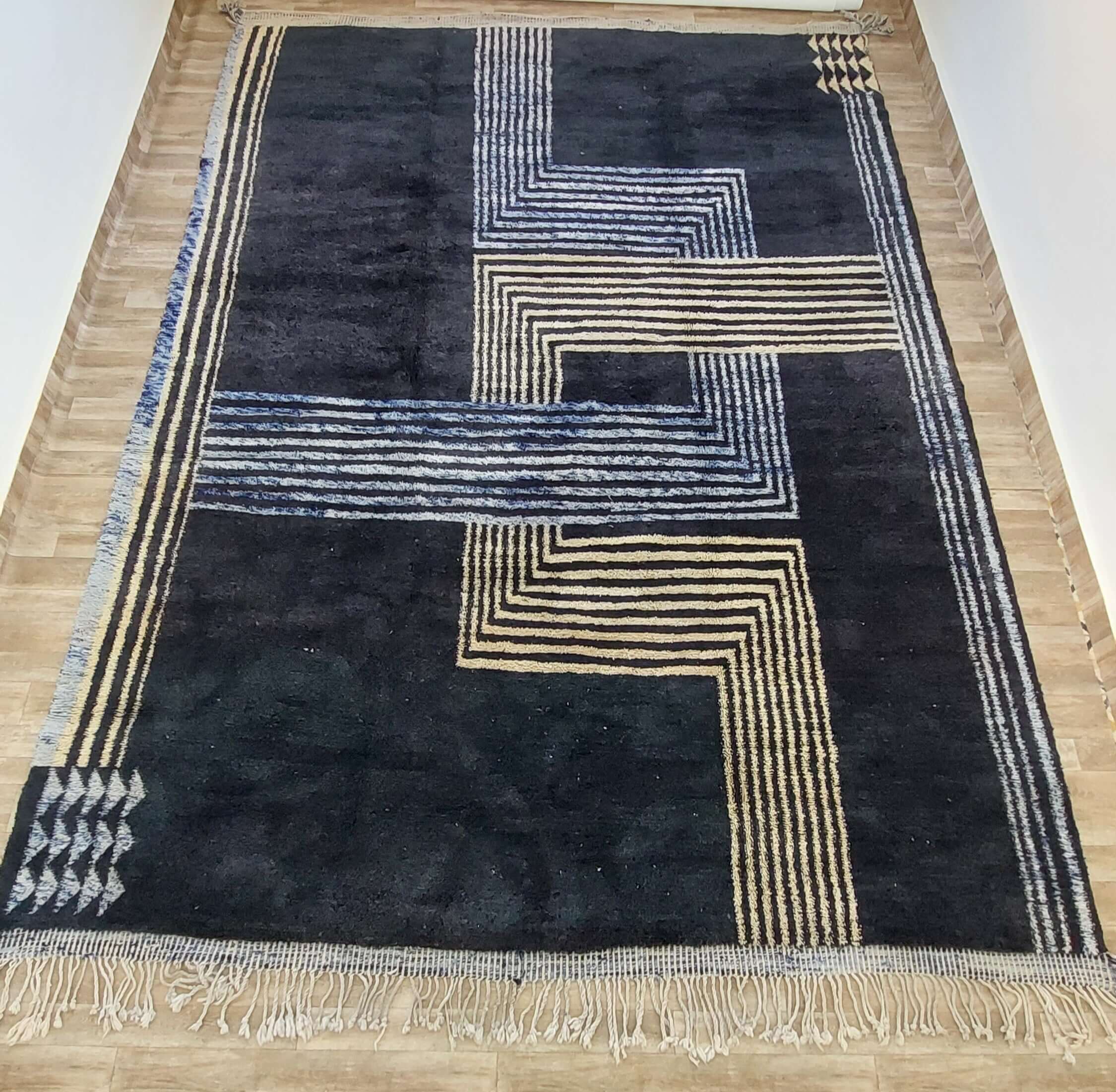Moroccan rug adorned with unique geometric patterns