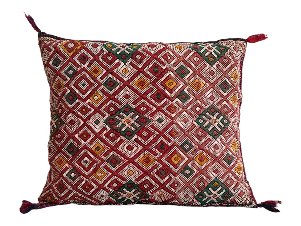 Moroccan Red & White Wedding Pillow, a Pair Moroccan Red & White Wedding Pillow, a Pair