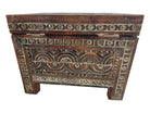 Moroccan Trunk Box Wood: Hand Carved Berber Chest, Vintage Boho Storage MoroccanBazzArts