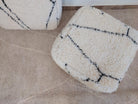 Moroccan Pouf Wool Floor Cushion: Handmade Beni Ourain Ottoman, Vintage Bohemian Wool Seat MoroccanBazzArts
