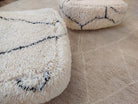 Moroccan Pouf Wool Floor Cushion: Handmade Beni Ourain Ottoman, Vintage Bohemian Wool Seat MoroccanBazzArts