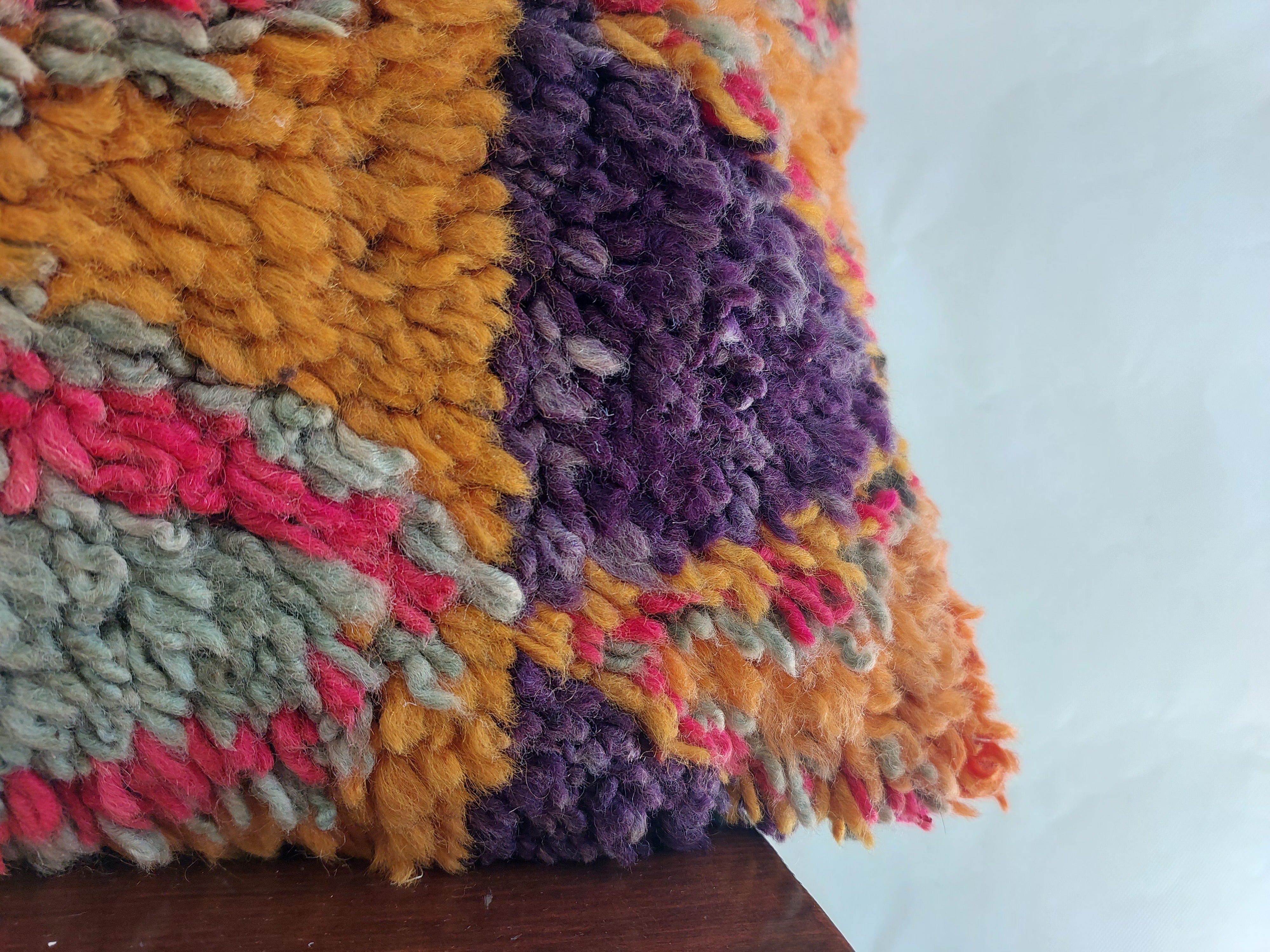 Aït Bou Ichaouen Moroccan Pillow - Handmade Berber Wool Cushion 14x24 - Vintage Colorful Boho Lumbar Pillow - Authentic Tribal Moroccan Deco MoroccanBazzArts