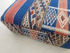 Vintage Berber Kilim Square Pouf – Authentic Moroccan Blue Ottoman & Boho Floor Pillow MoroccanBazzArts